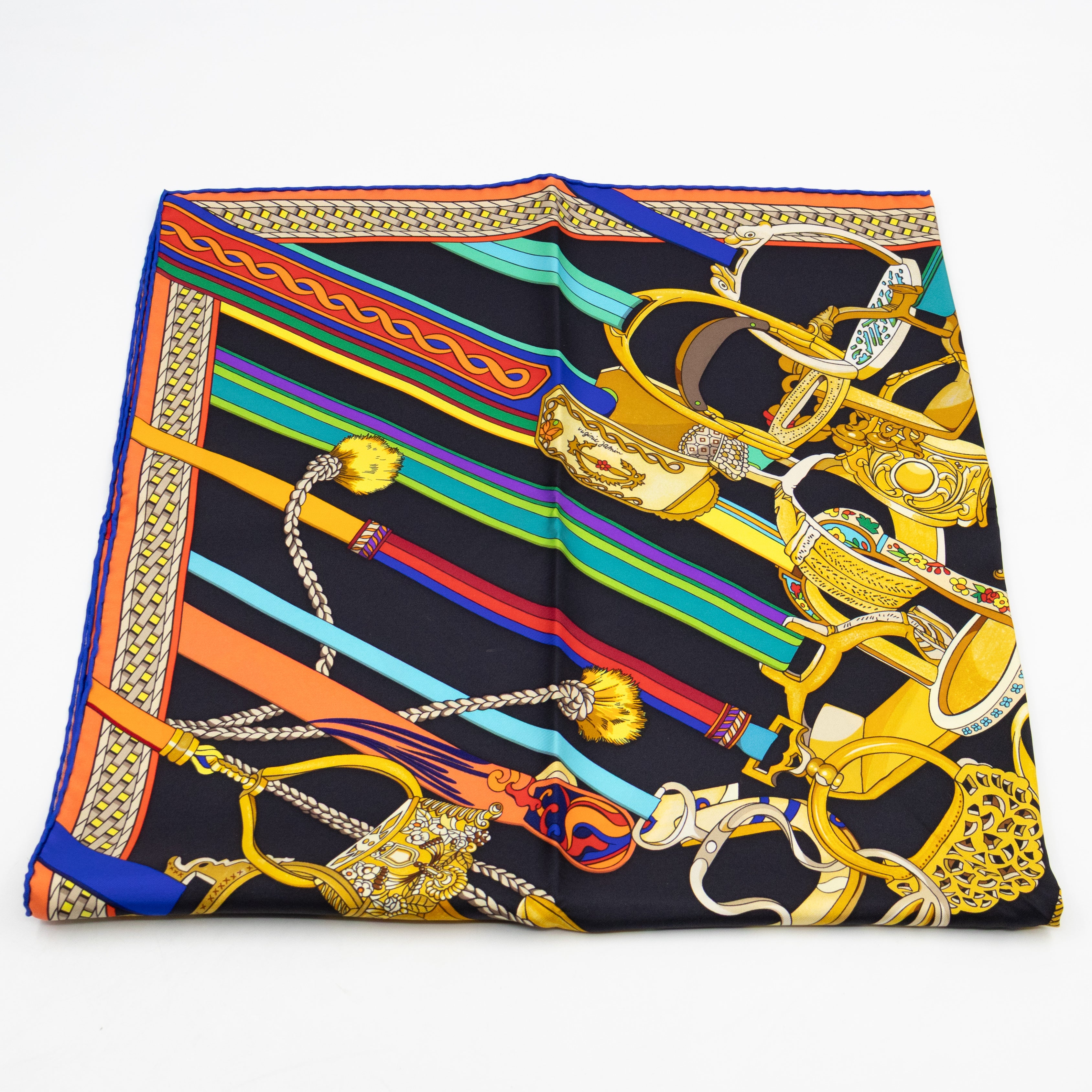 Silk Scarf 90 Concours D Etriers Black & Multicolor