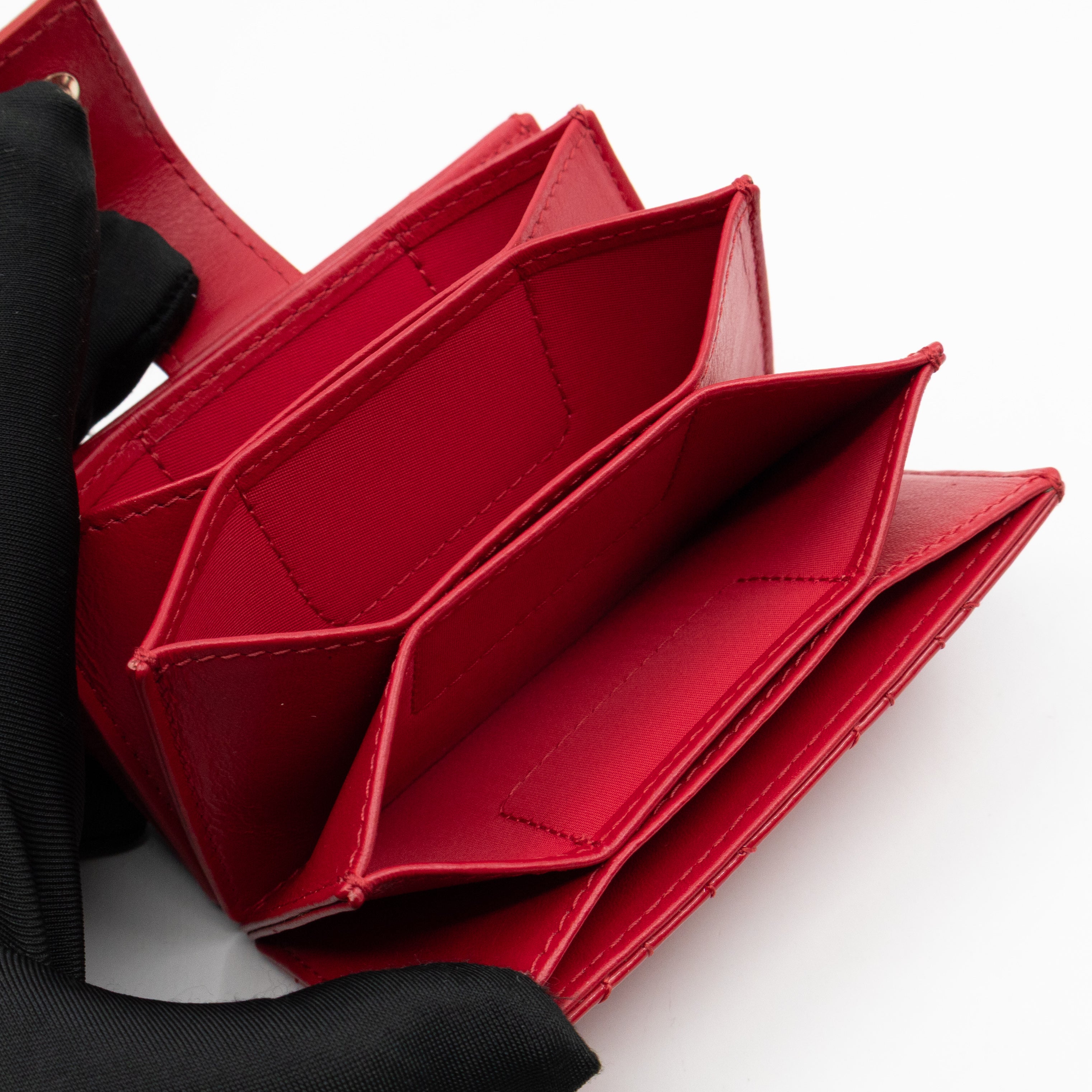 Lady Dior Jasmine Card Holder Red Patent Leather