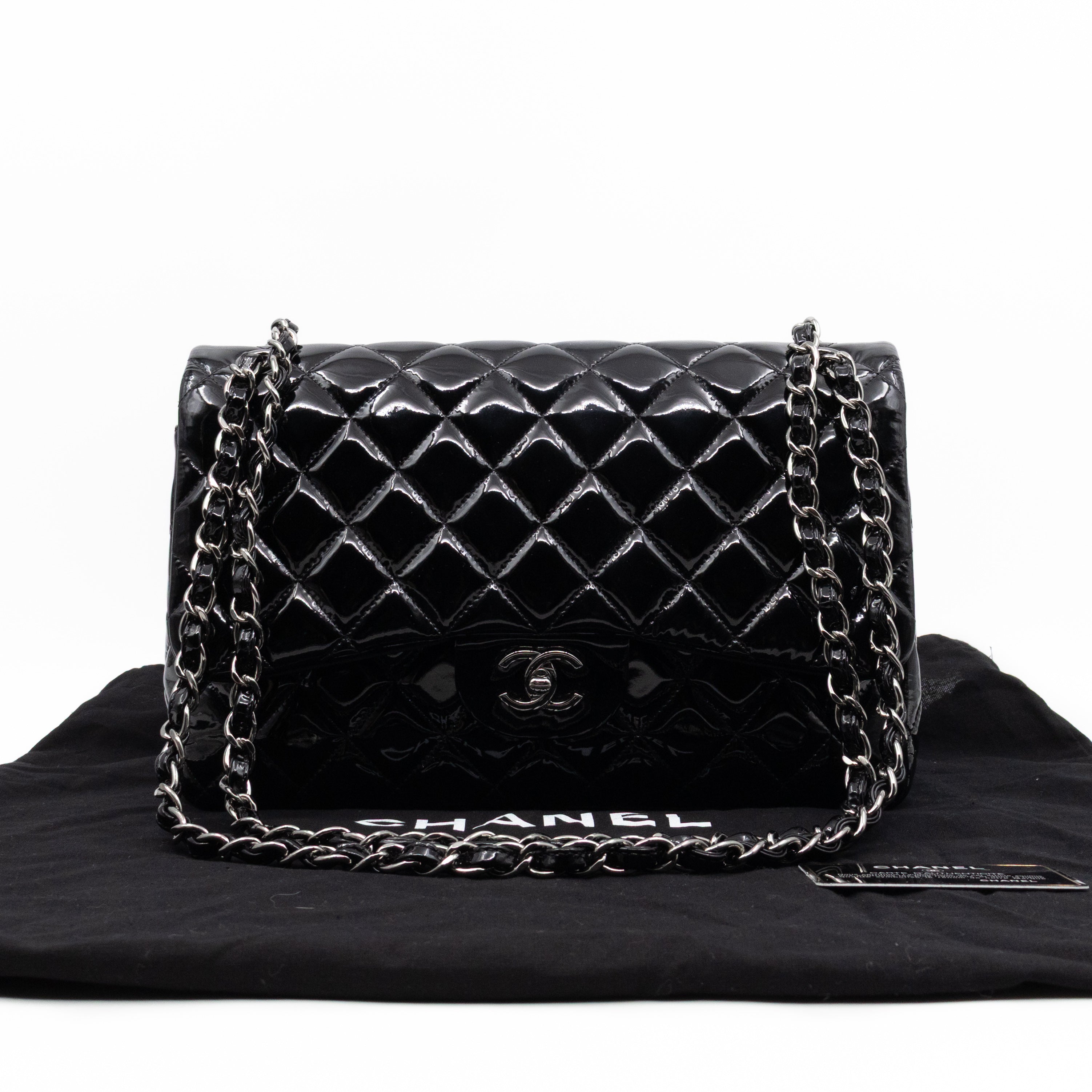 Classic Double Flap Jumbo Black Patent Leather