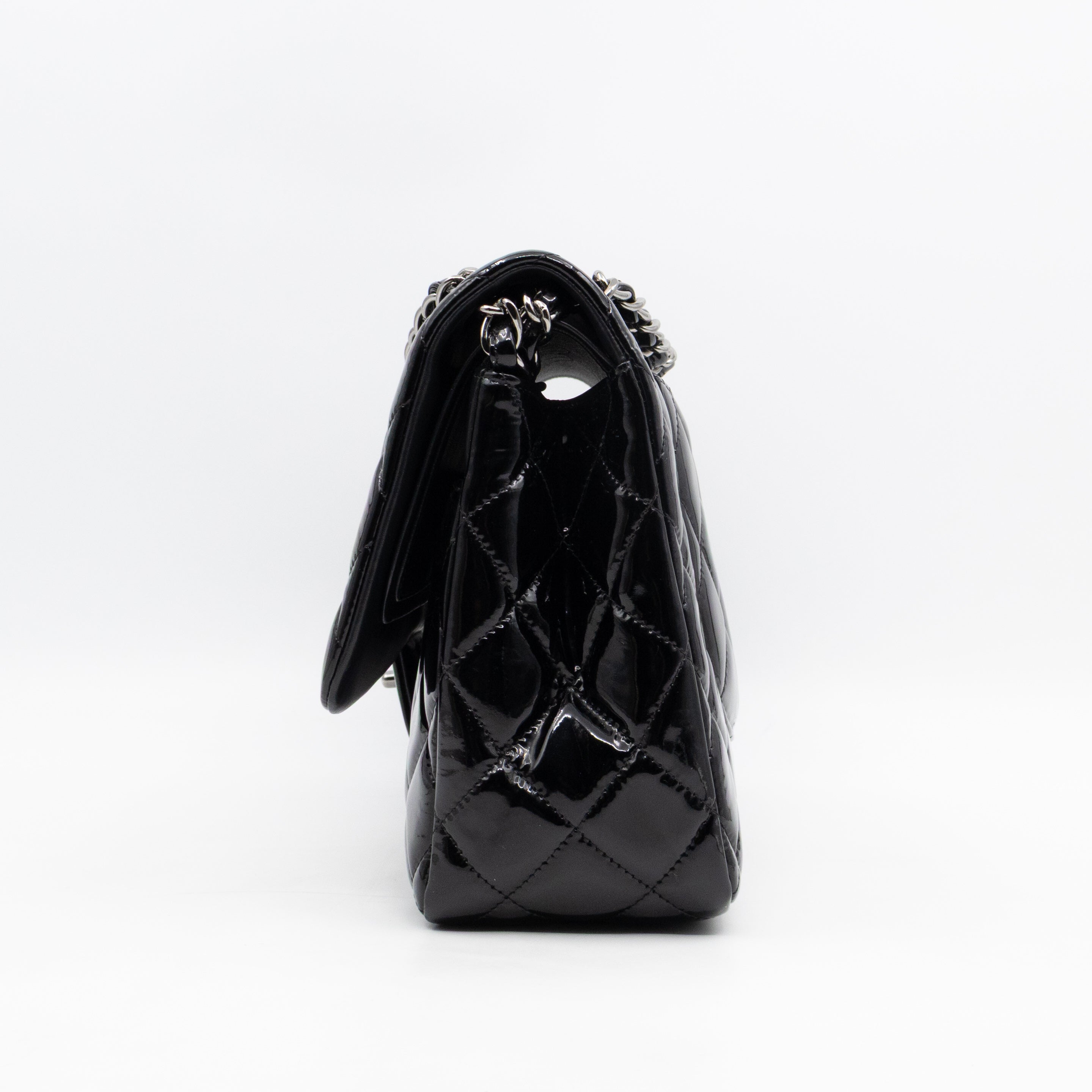 Classic Double Flap Jumbo Black Patent Leather