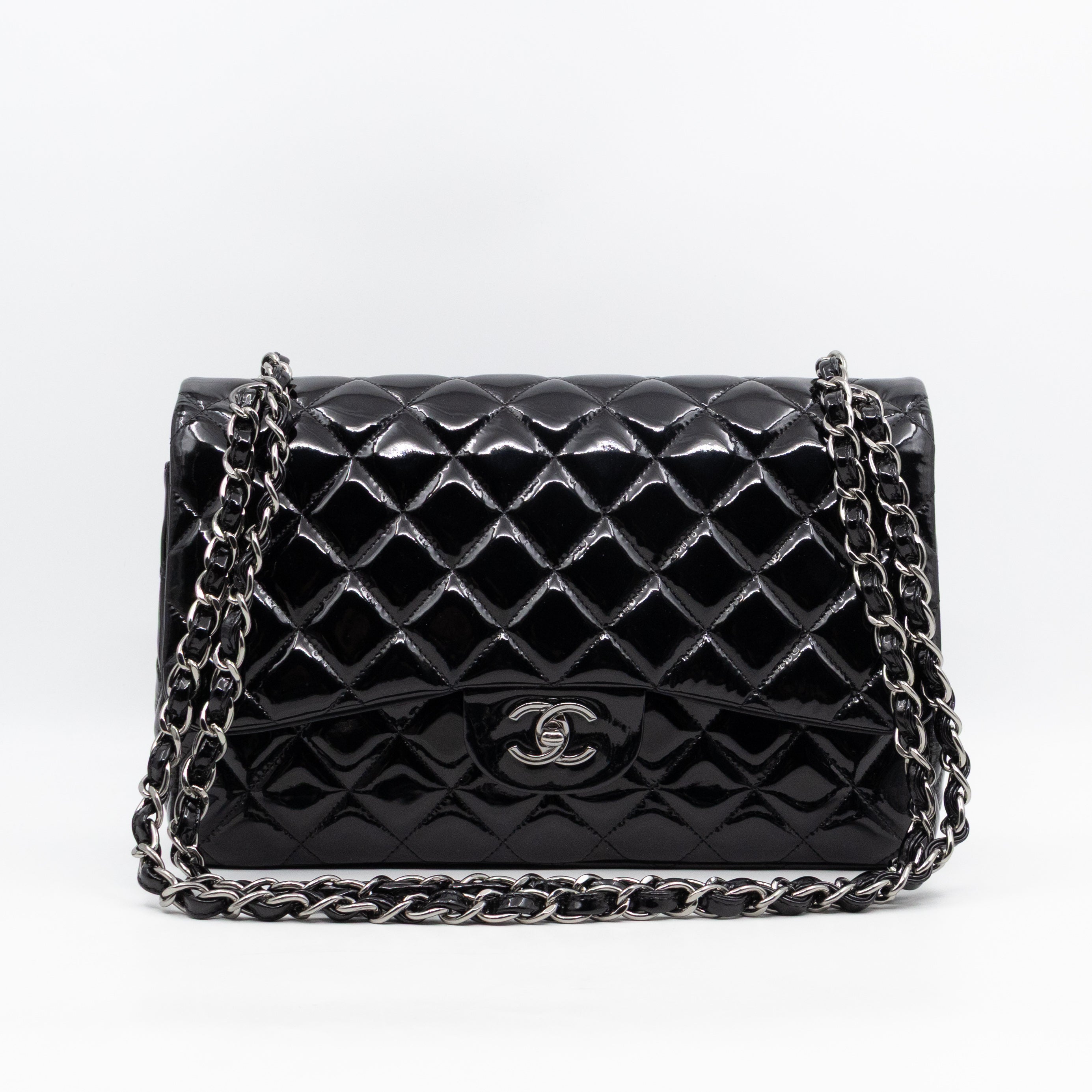 Classic Double Flap Jumbo Black Patent Leather