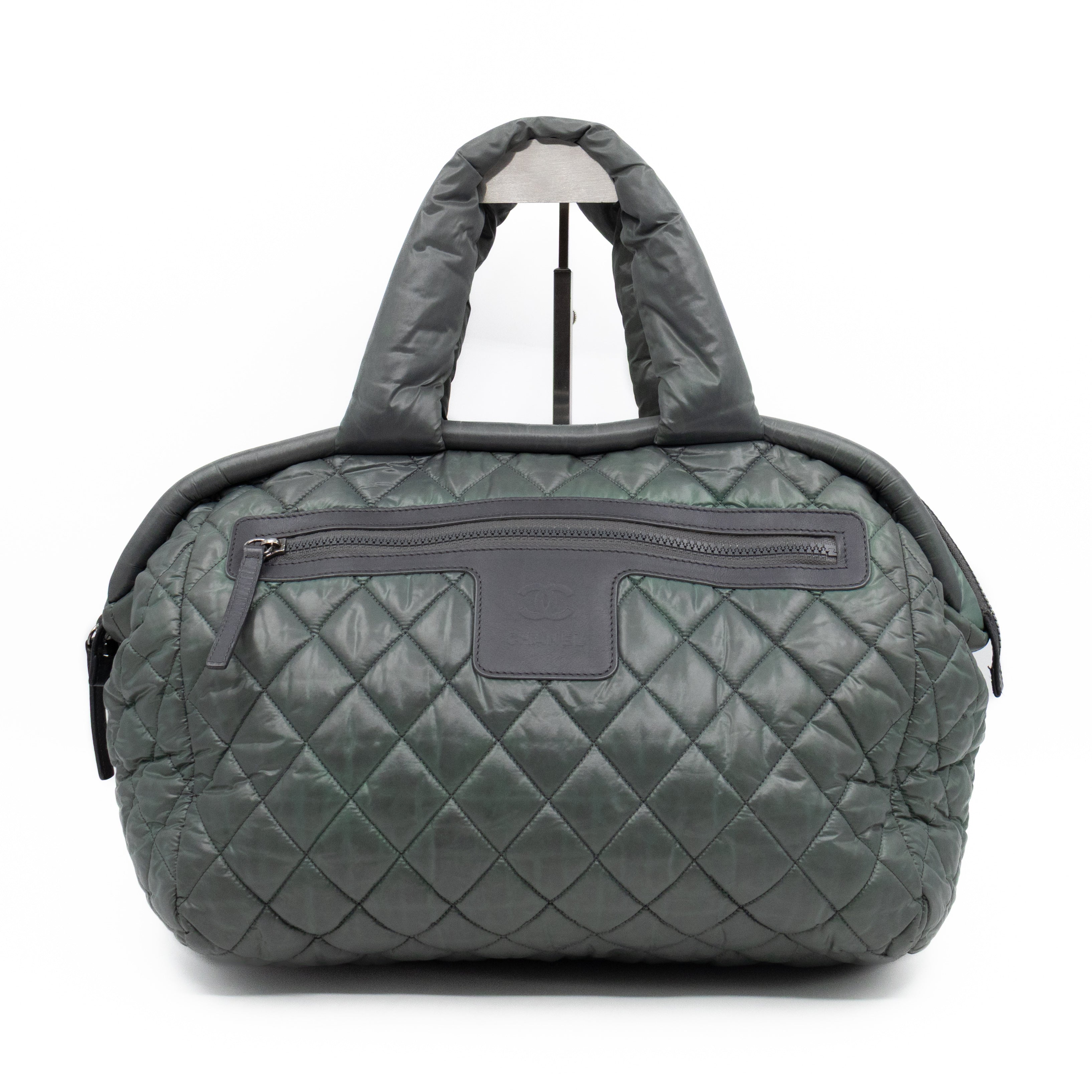 Coco Coon Bowler Bag Dark Green Quilted Nylon
