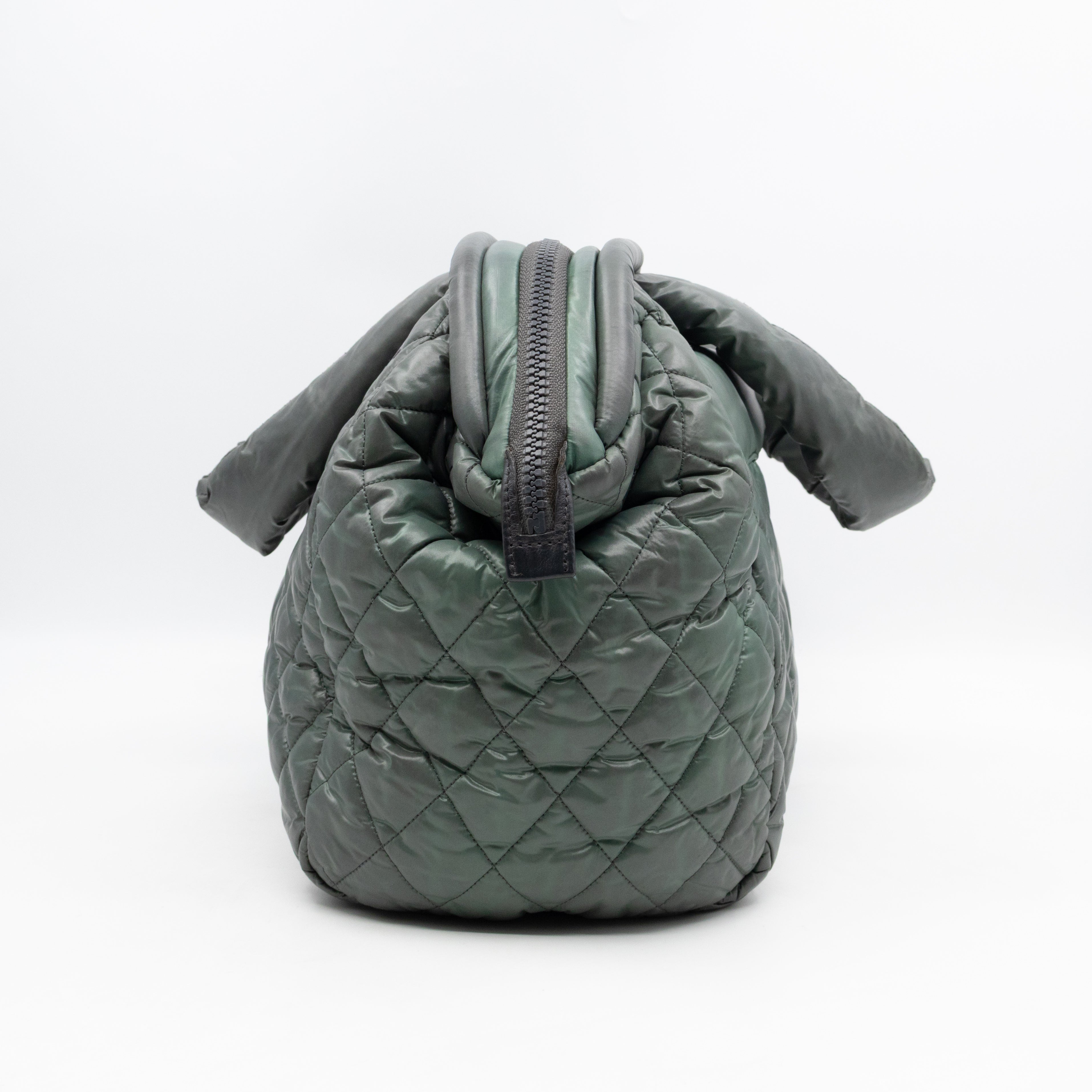 Coco Coon Bowler Bag Dark Green Quilted Nylon