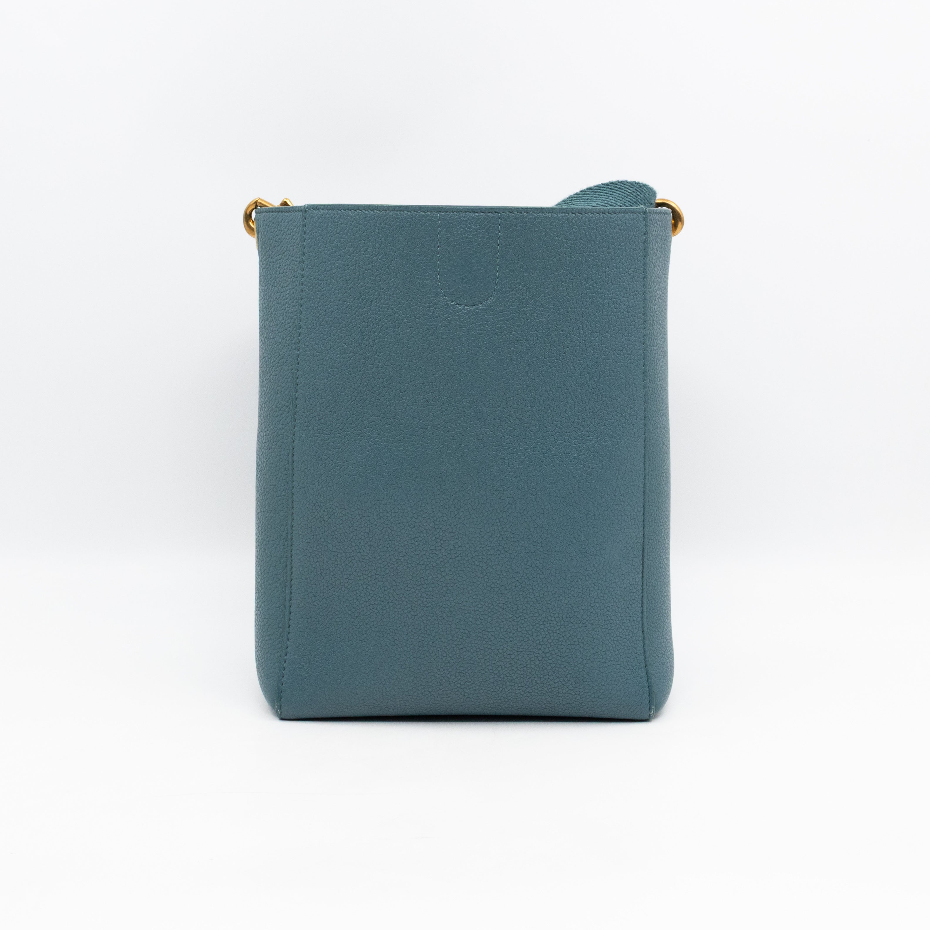 Sangle Seau Small Bucket Bag Turquoise Calfskin Leather