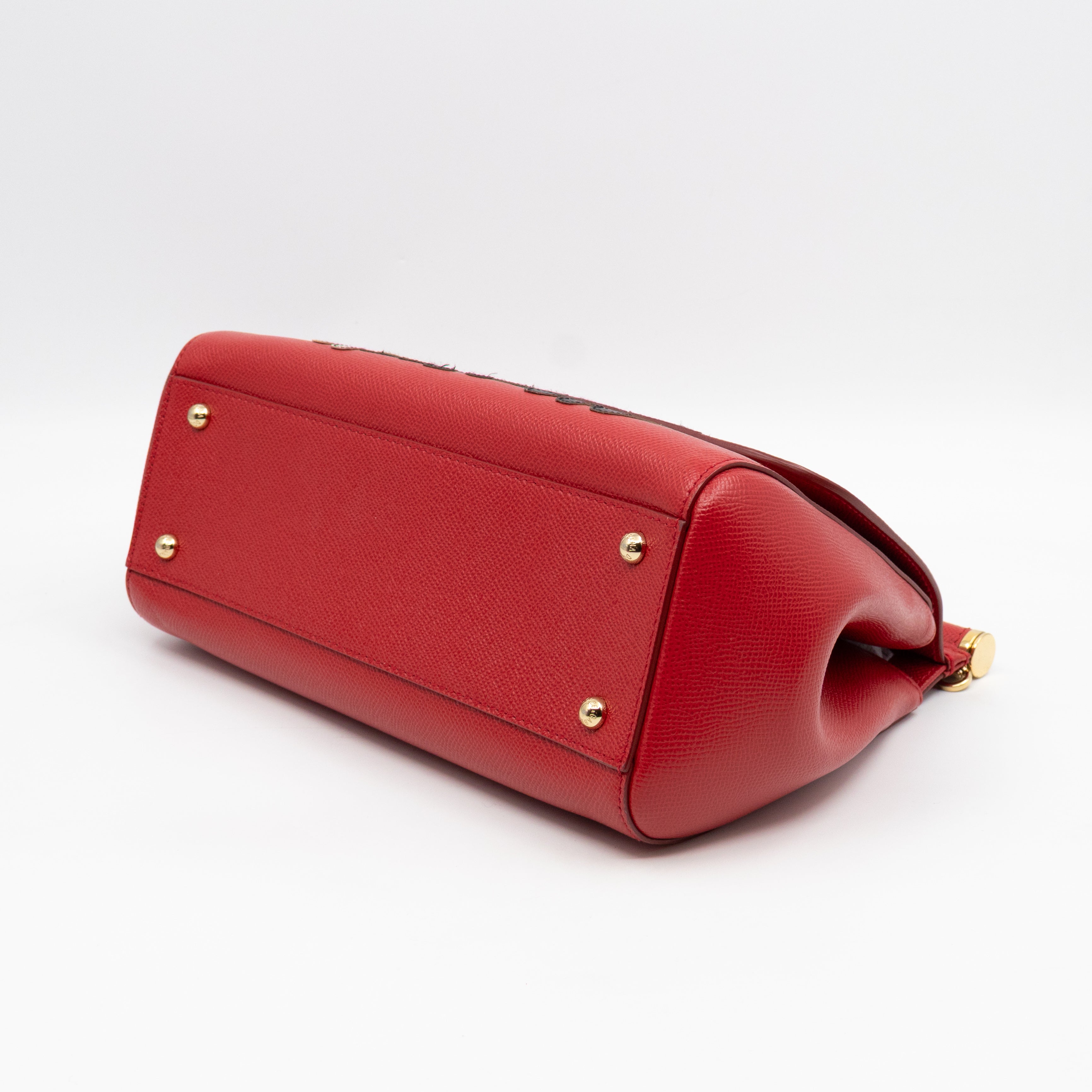 Sicily Medium Family Patchwork Red Dauphine Leather