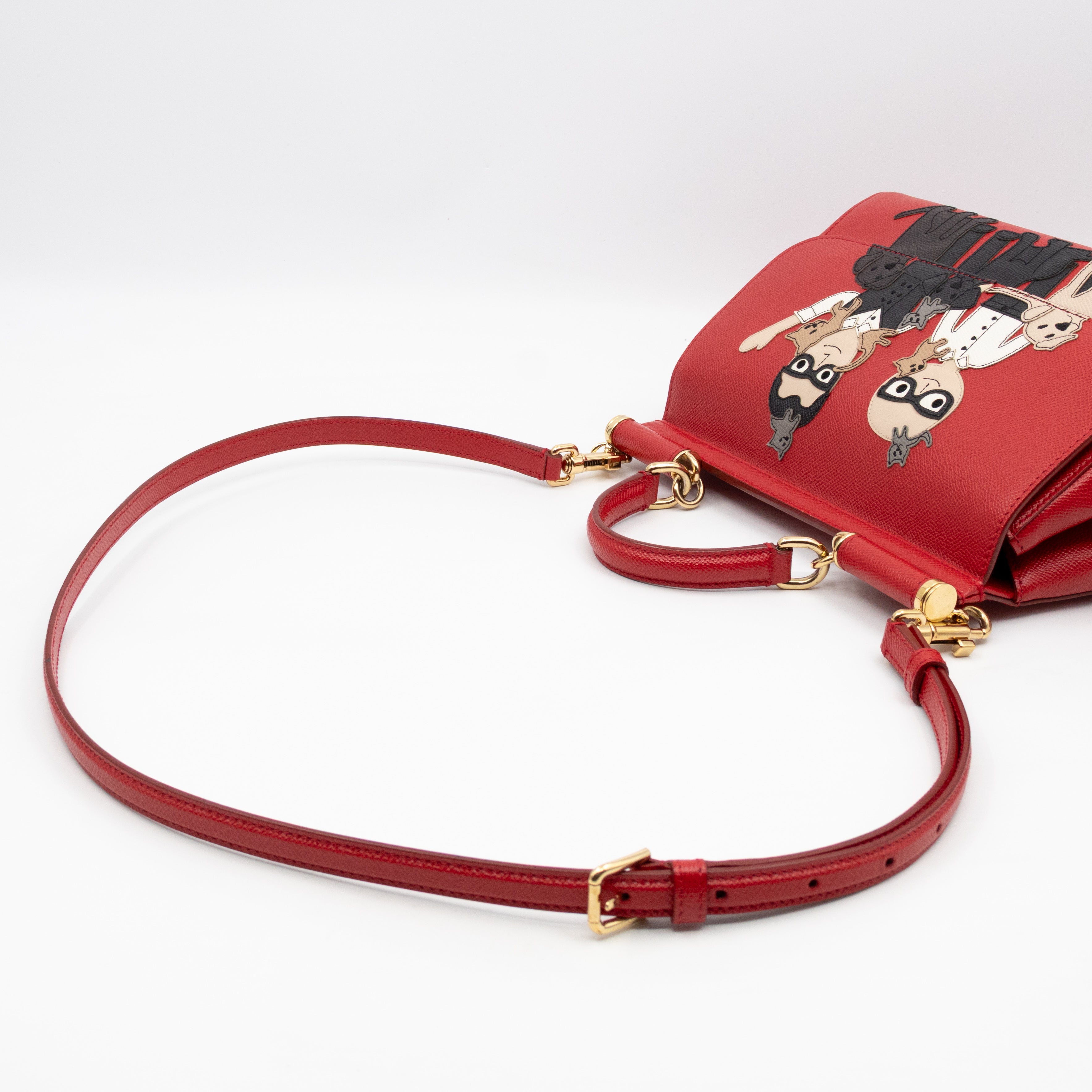 Sicily Medium Family Patchwork Red Dauphine Leather