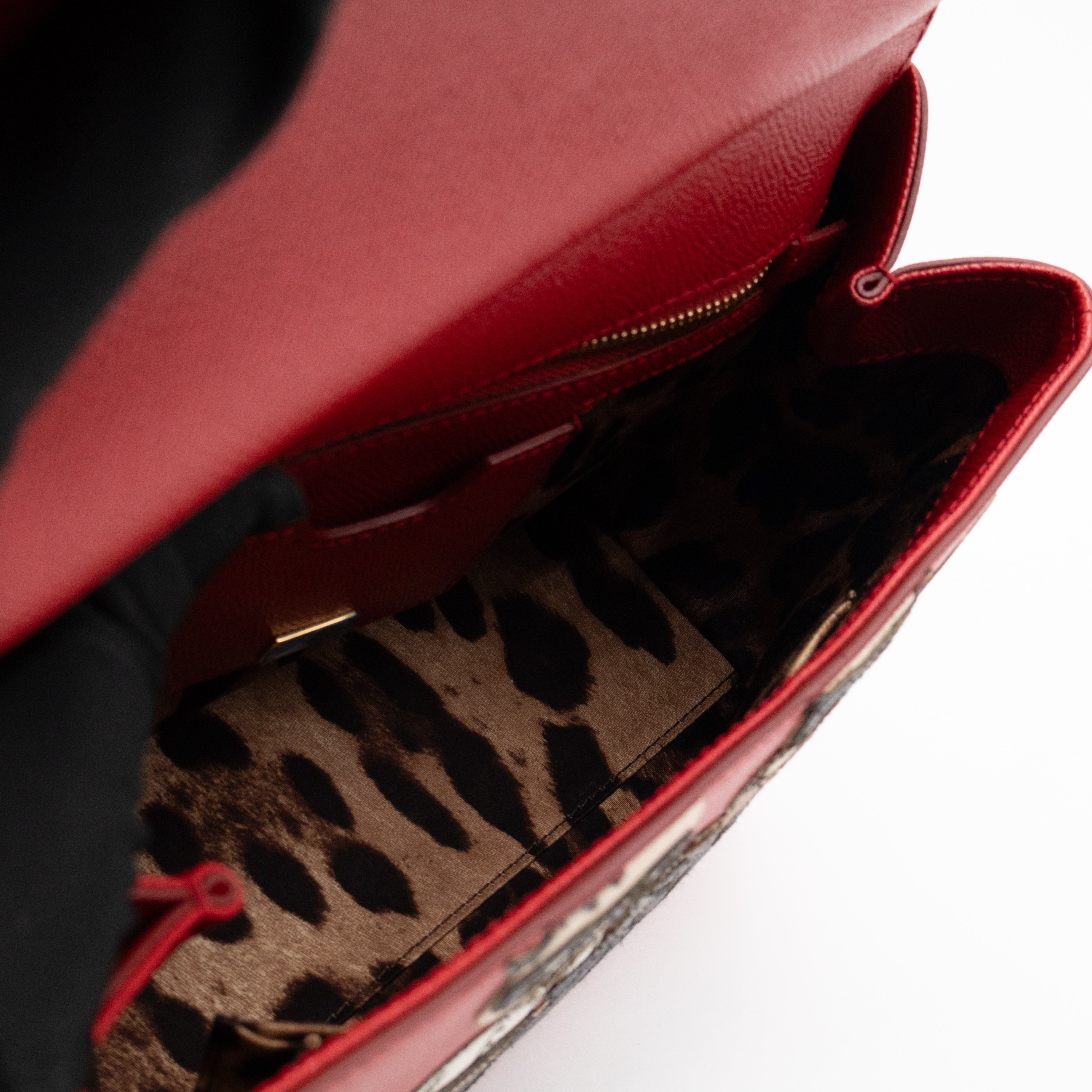 Sicily Medium Family Patchwork Red Dauphine Leather