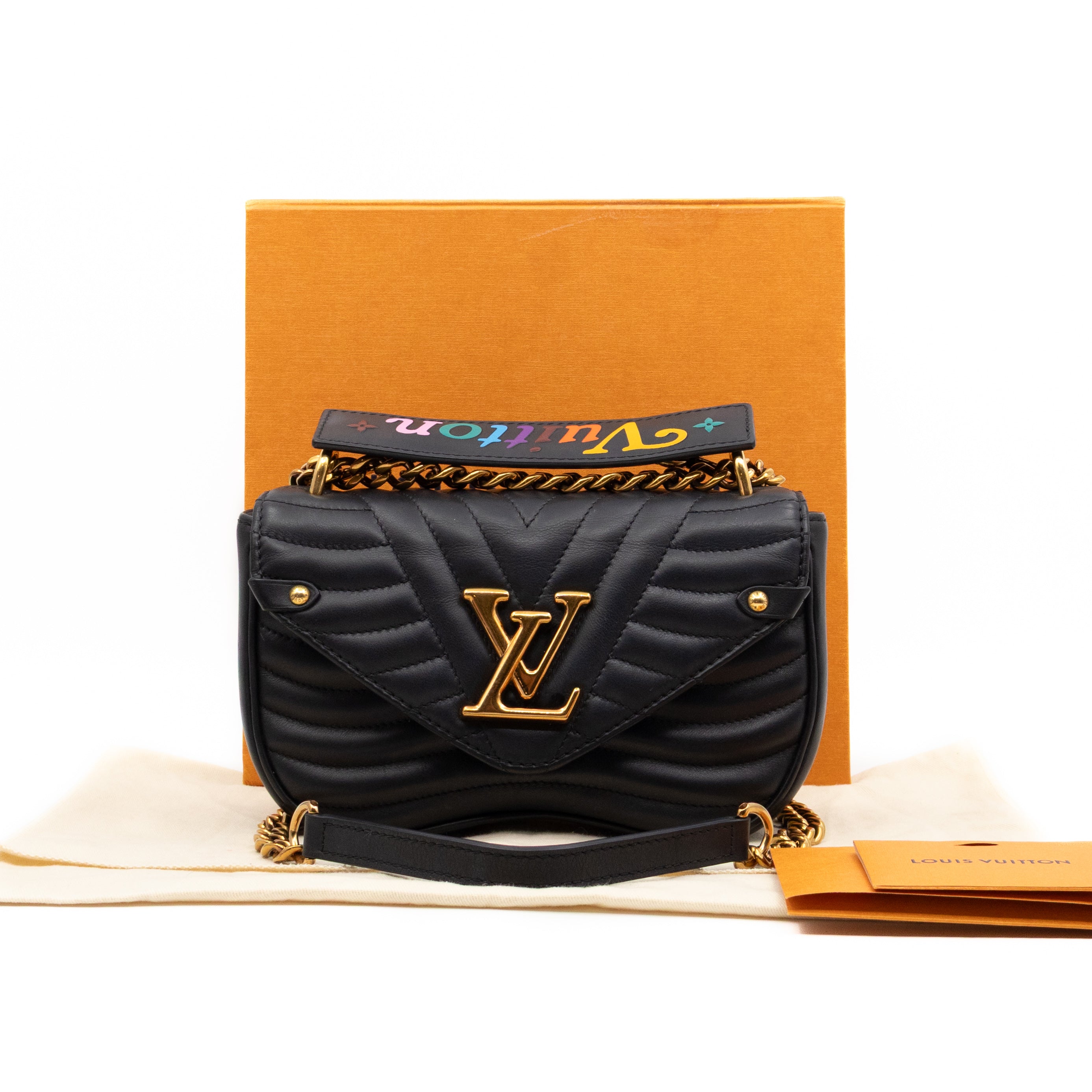 Louis Vuitton New Wave PM Shoulder Bag Black Leather – Queen Station