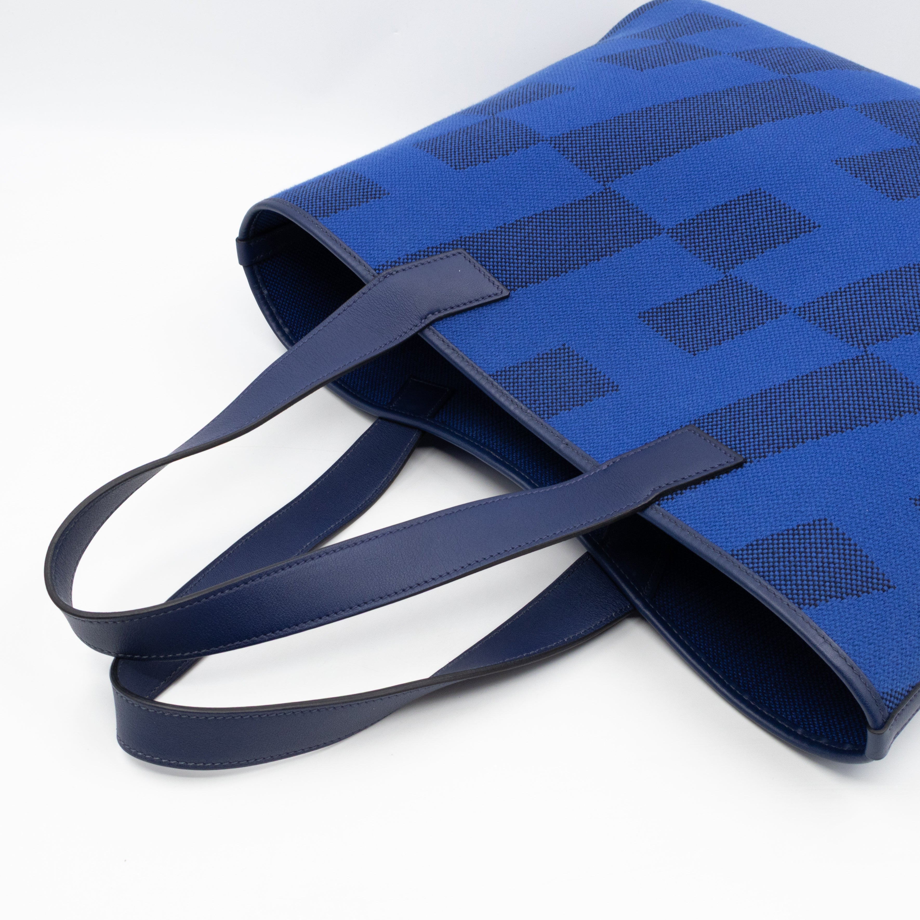 Cabas H en Biais 40 Tote Bag Bleu France