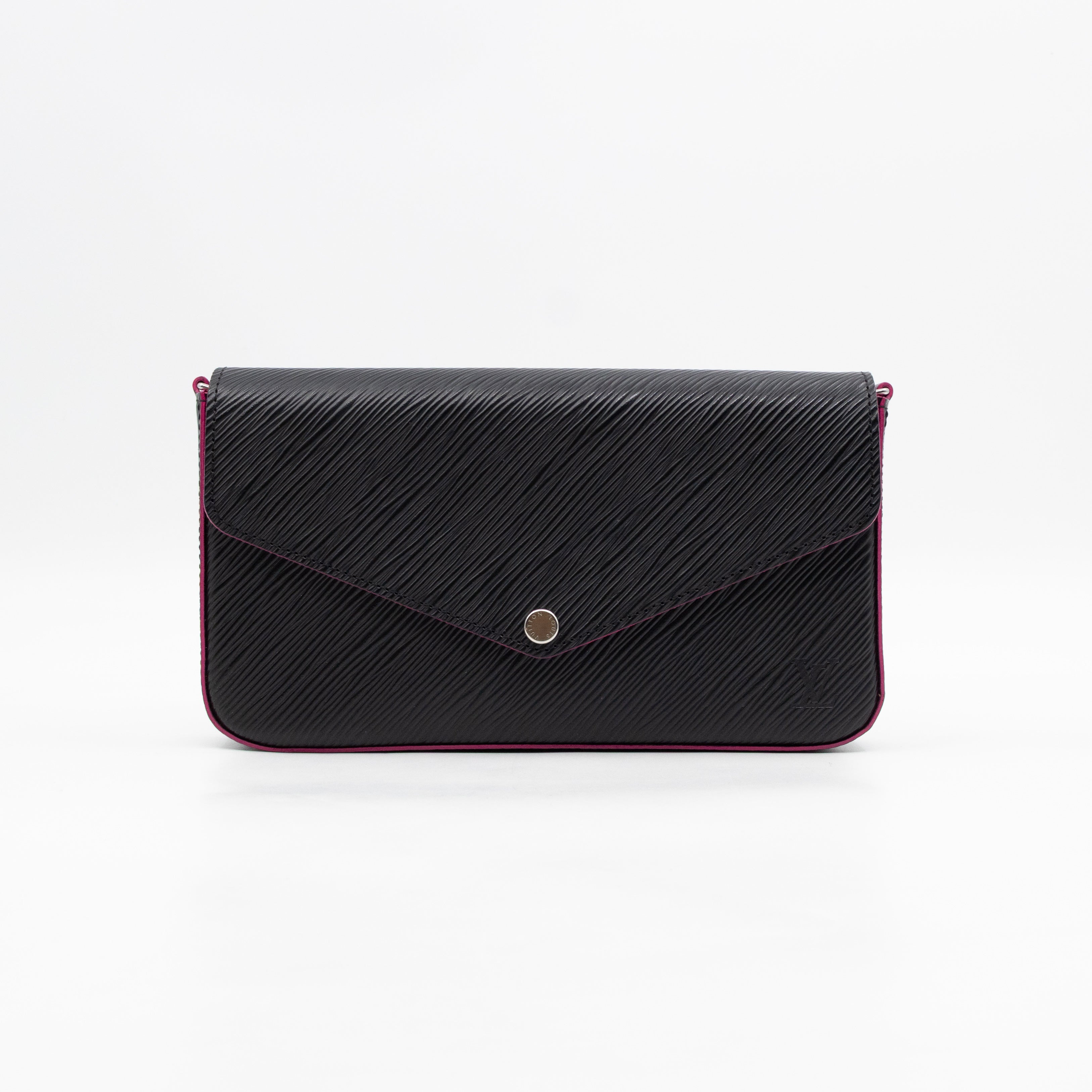 Pochette Felicie Black Epi Leather Pink