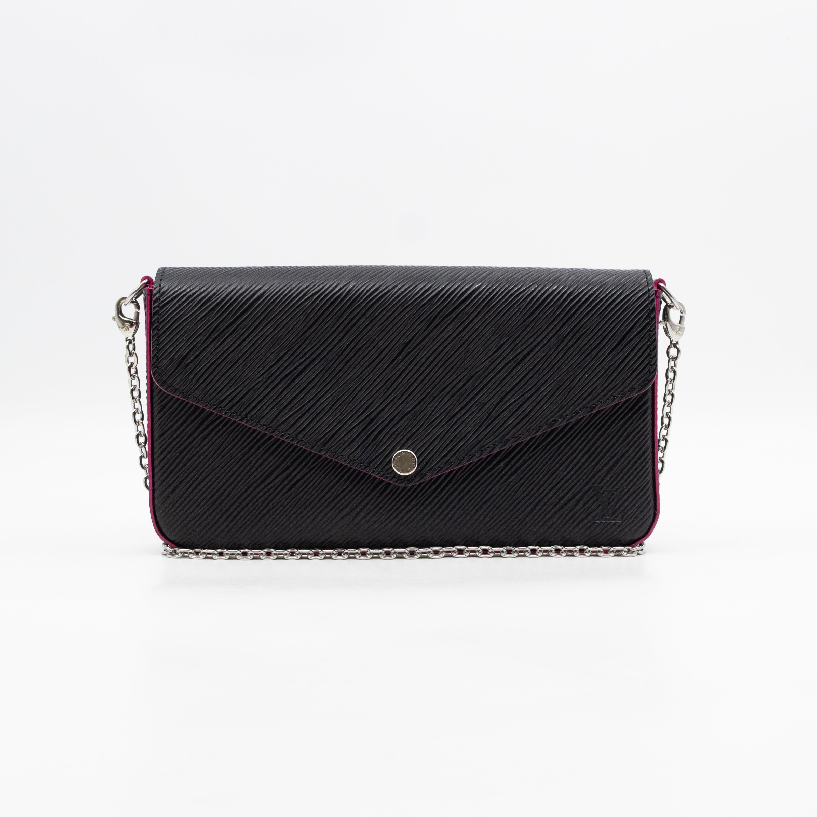 Pochette Felicie Black Epi Leather Pink
