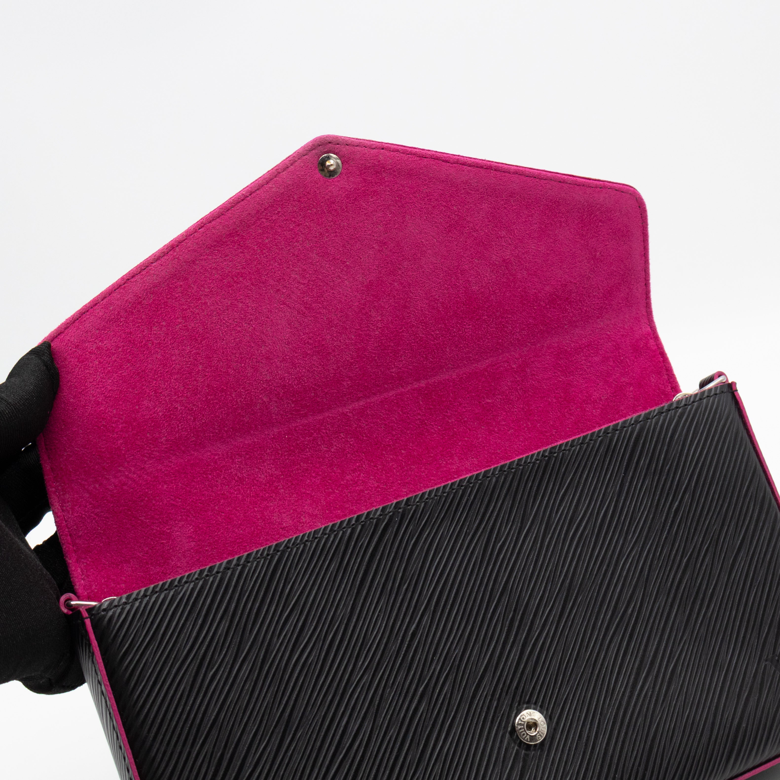 Pochette Felicie Black Epi Leather Pink