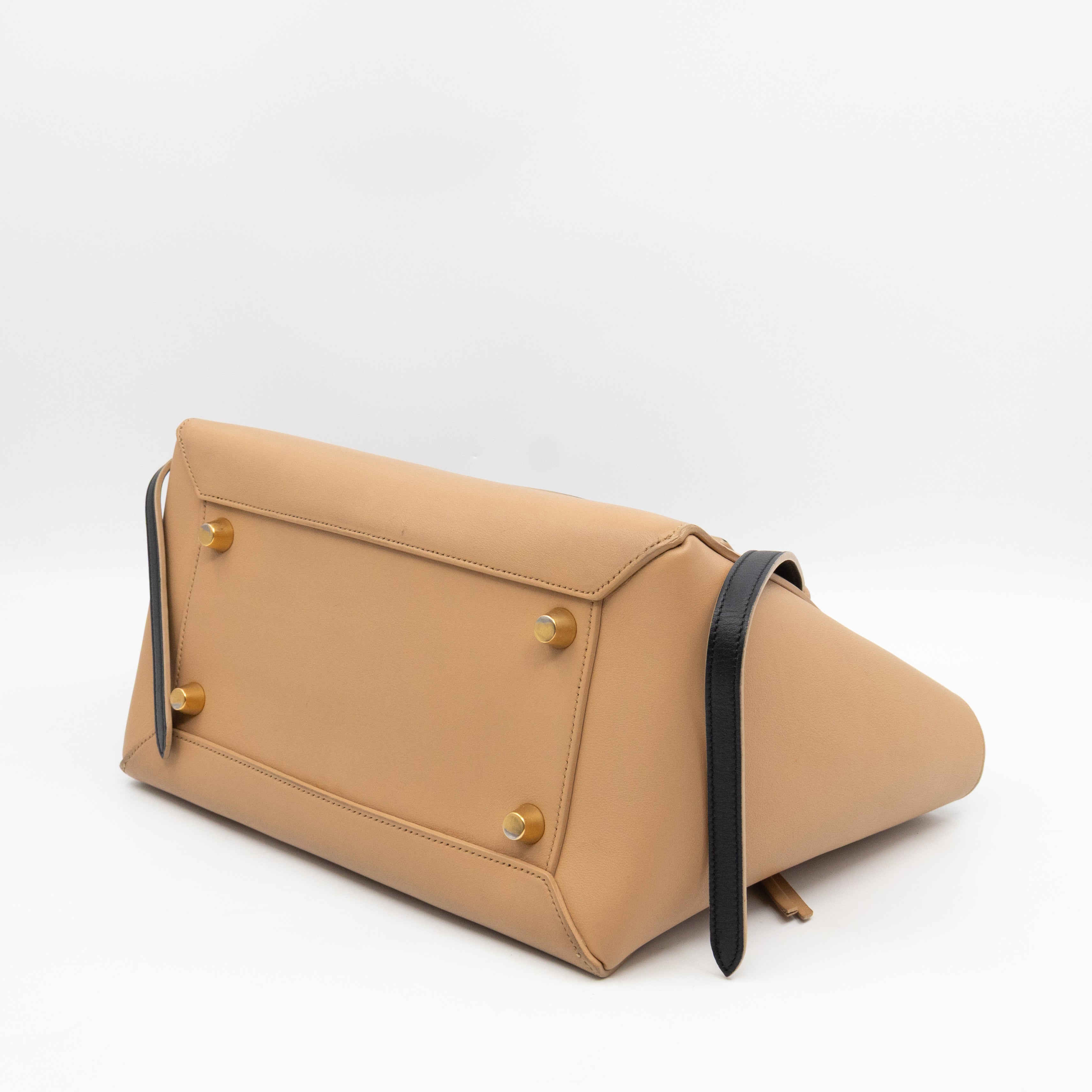 Mini Belt Bag Beige & Black Leather