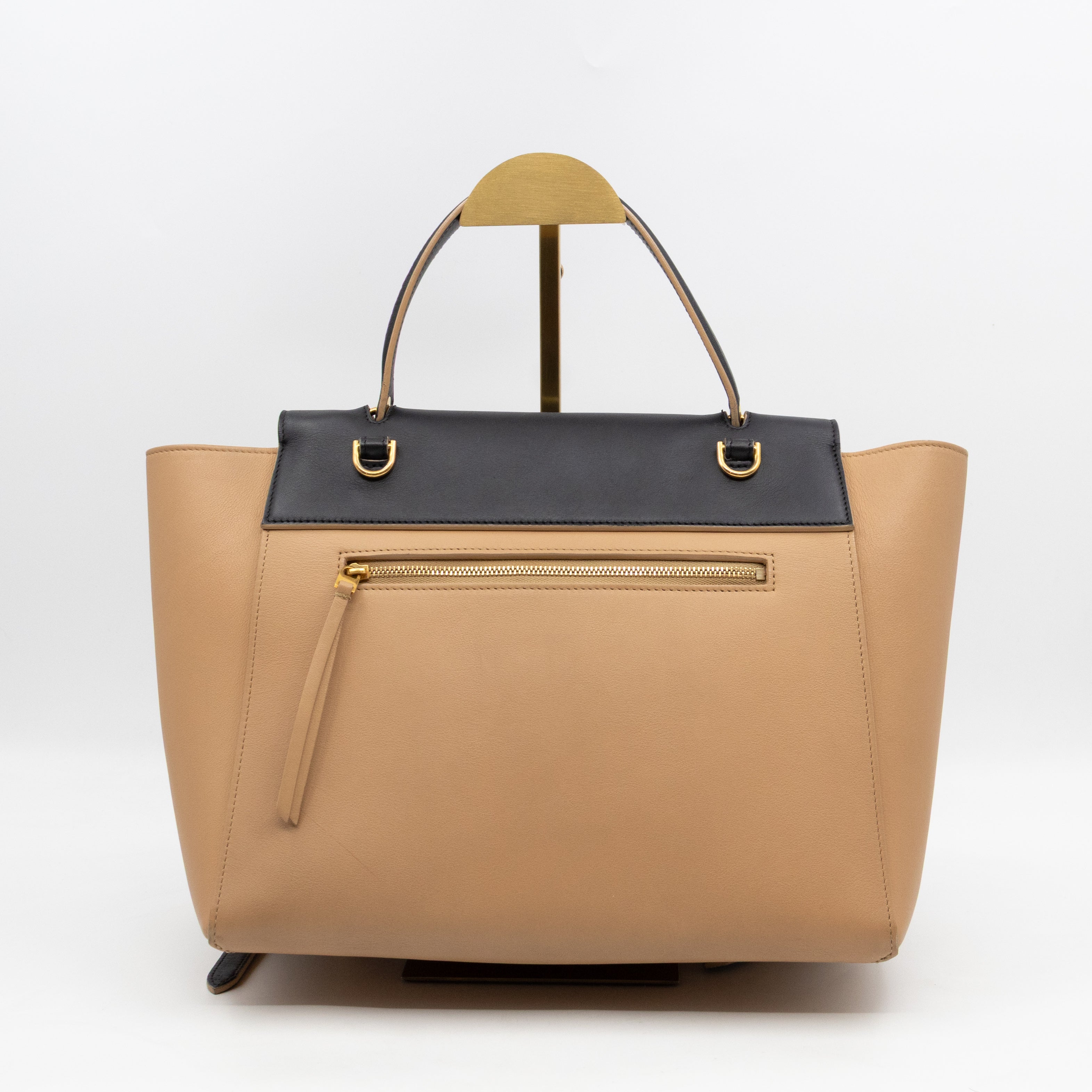 Mini Belt Bag Beige & Black Leather