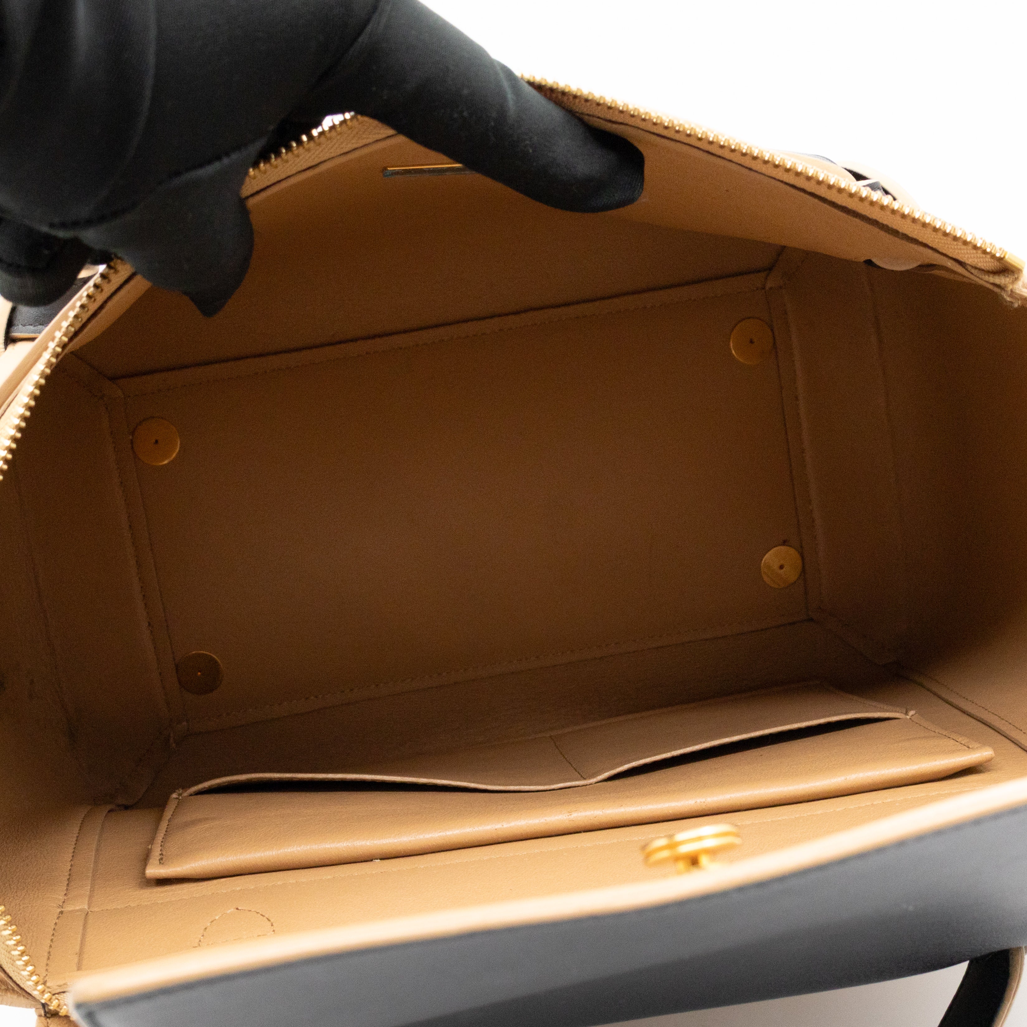 Mini Belt Bag Beige & Black Leather