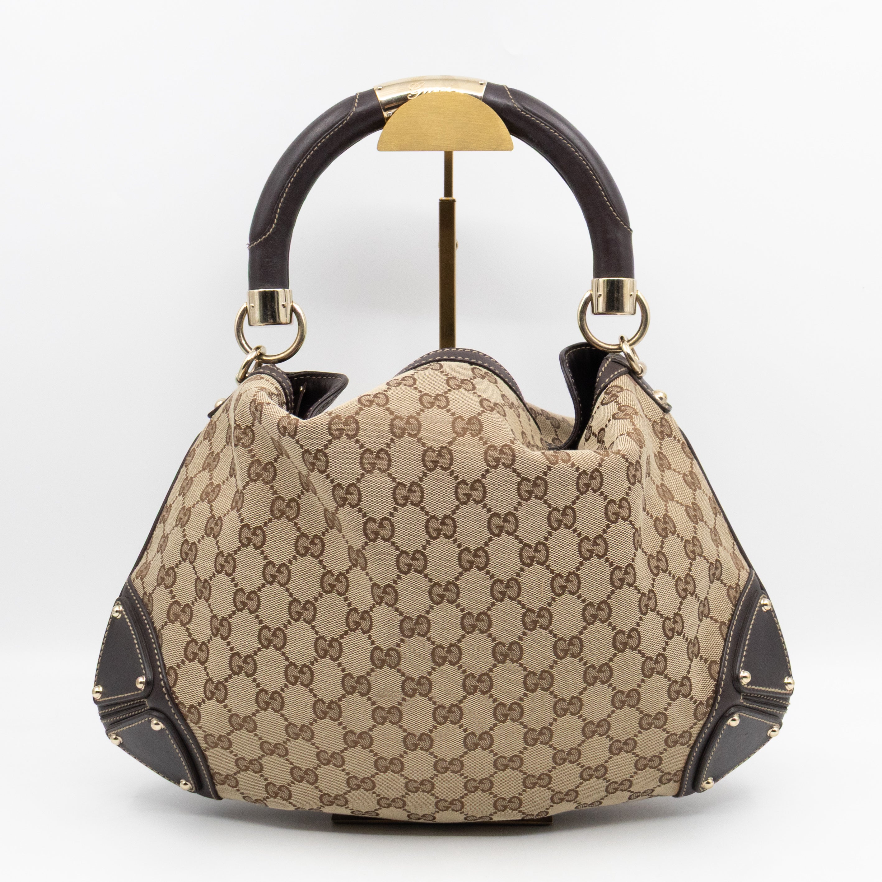 Indy Top Handle Tassels GG Supreme Canvas Brown Leather