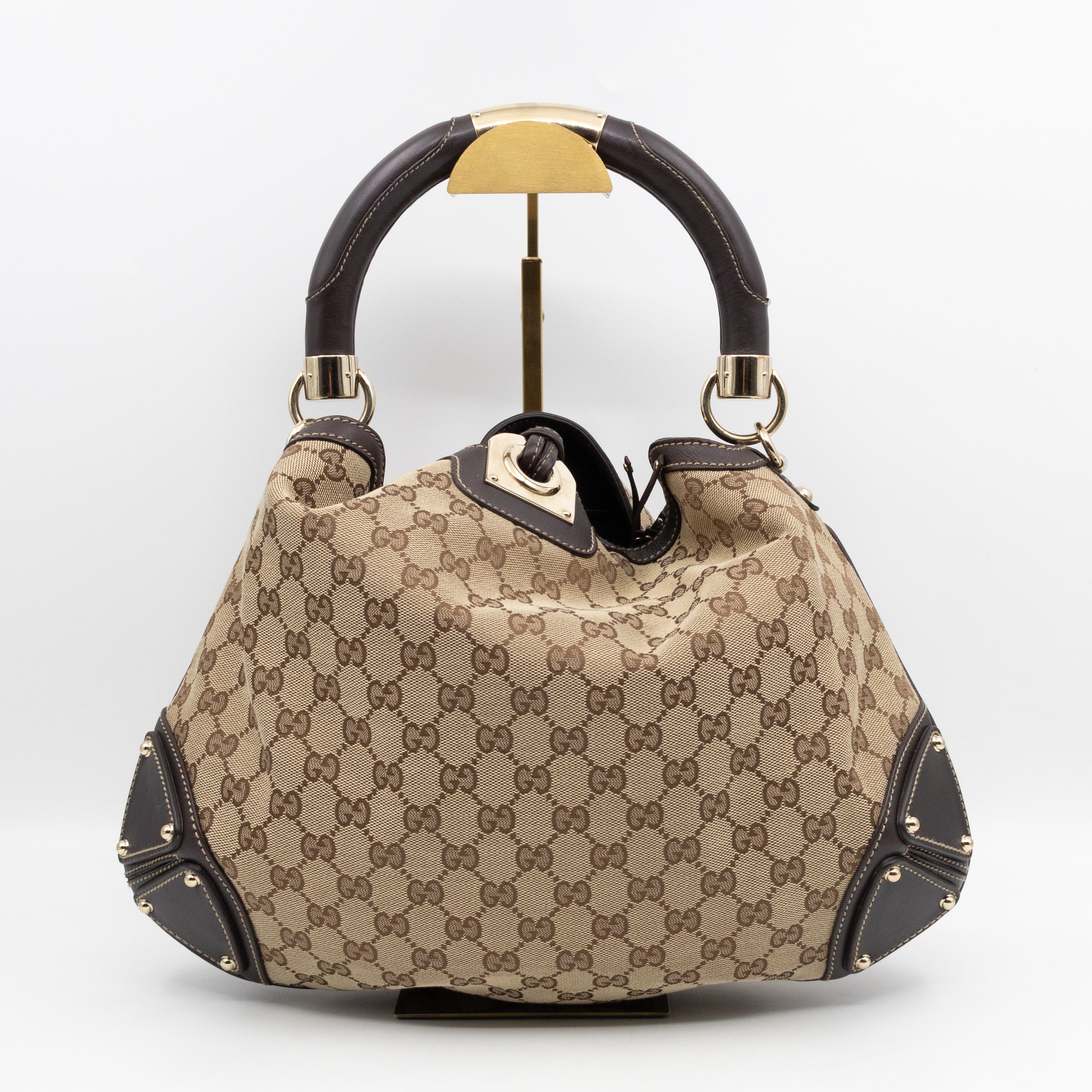 Indy Top Handle Tassels GG Supreme Canvas Brown Leather