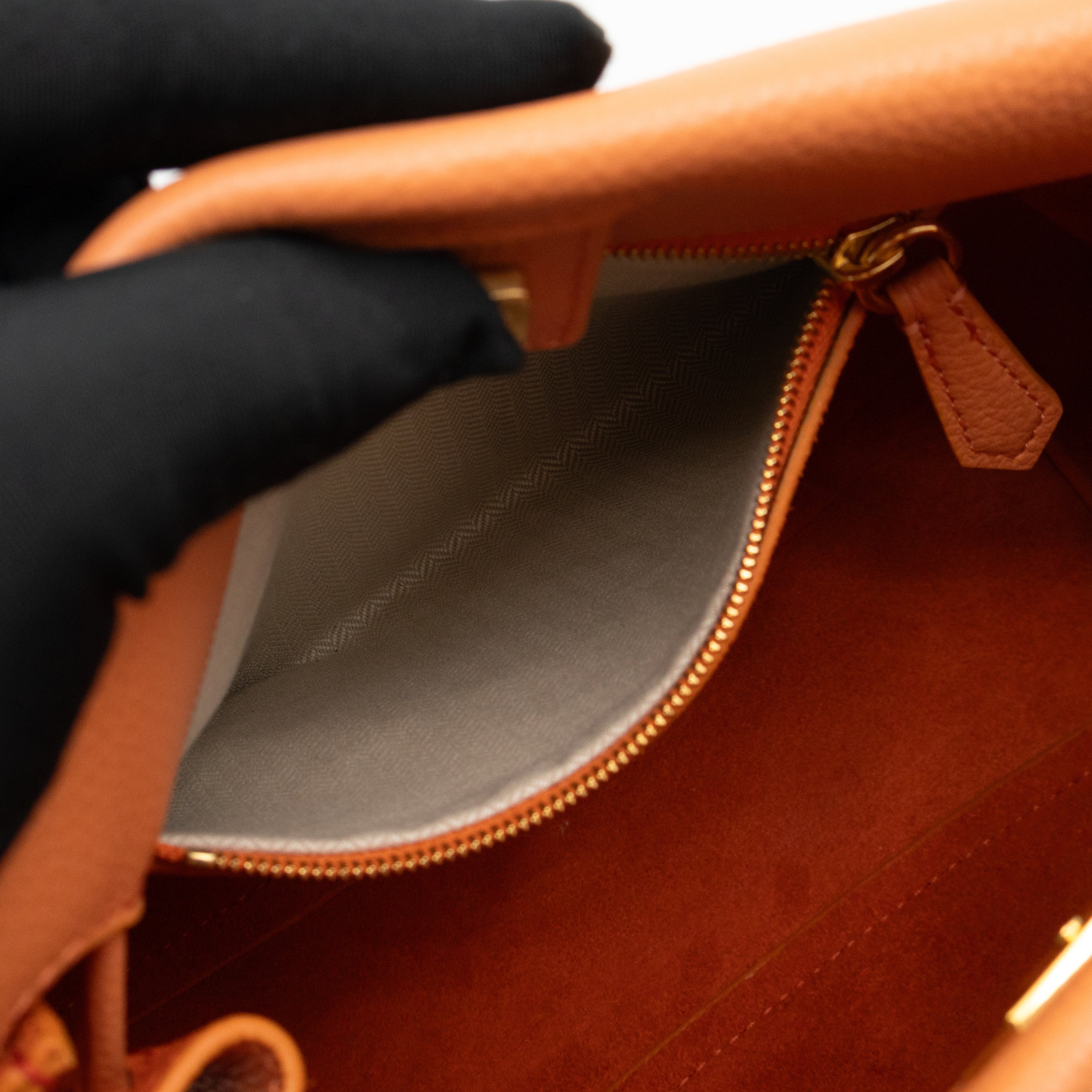 Small Iris Orange Leather