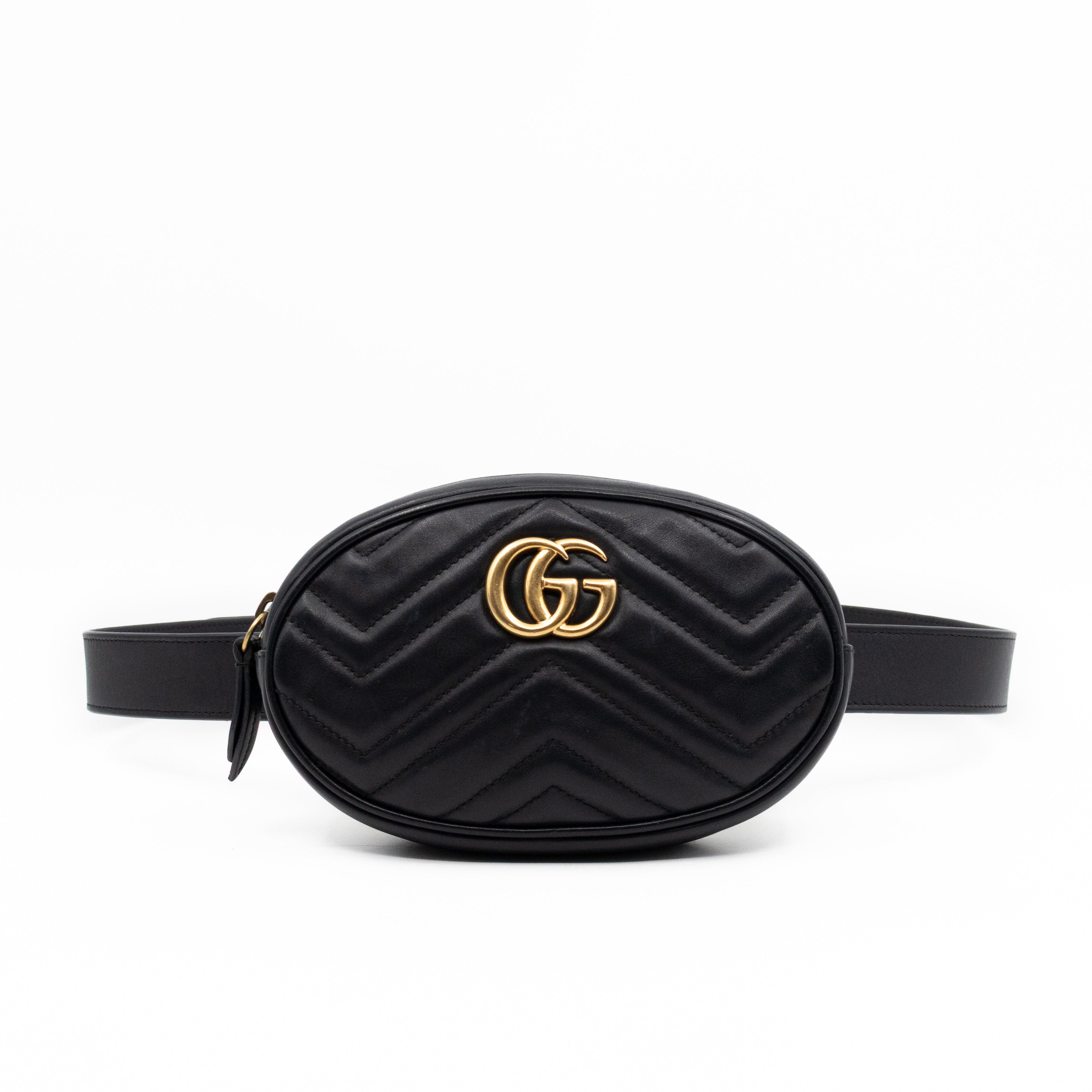 GG Marmont Matelasse Mini Belt Bag Black Leather 95 cm