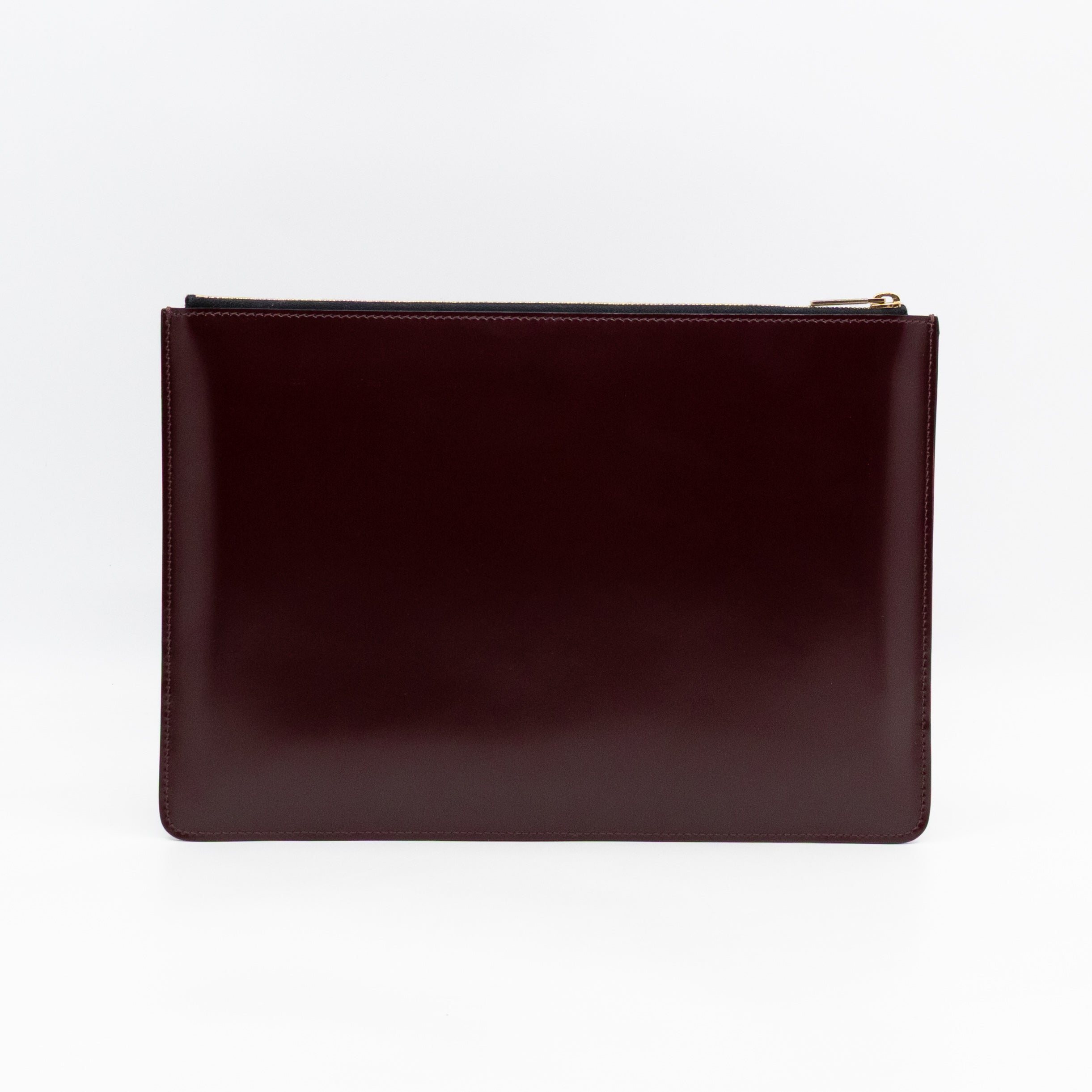 Zip Clutch Pouch Wine Smooth Leather