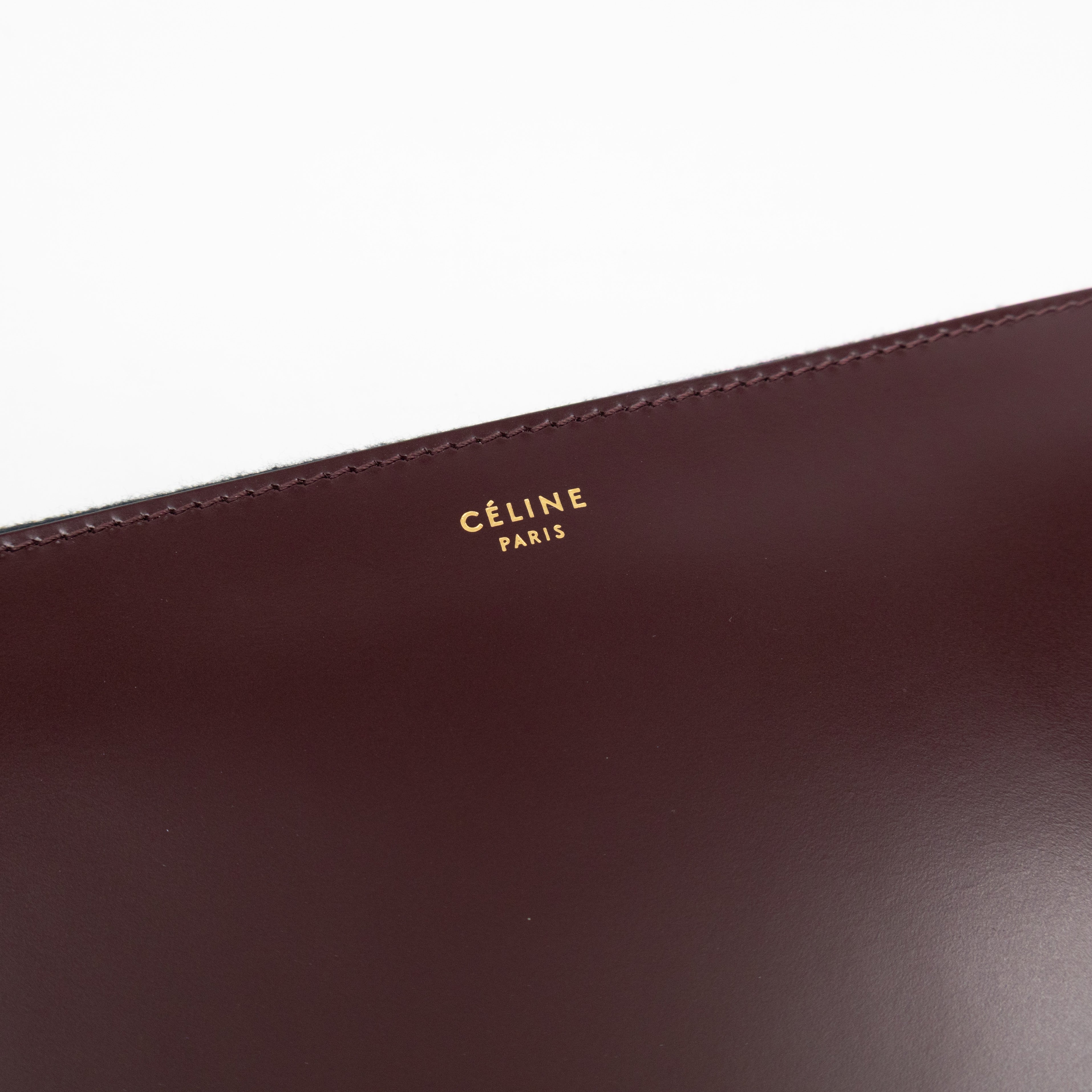 Zip Clutch Pouch Wine Smooth Leather