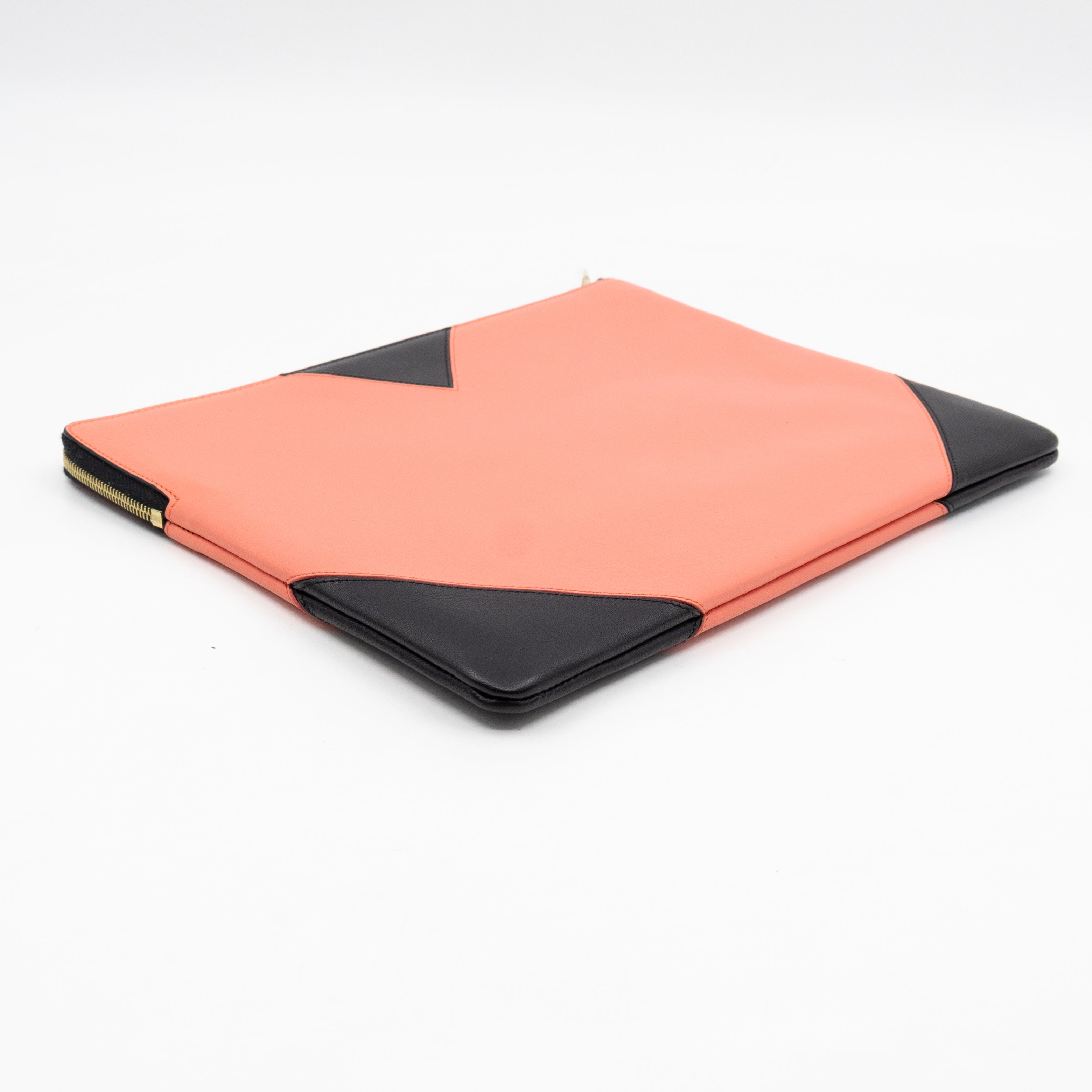 Zip Pouch Flamingo & Black Leather