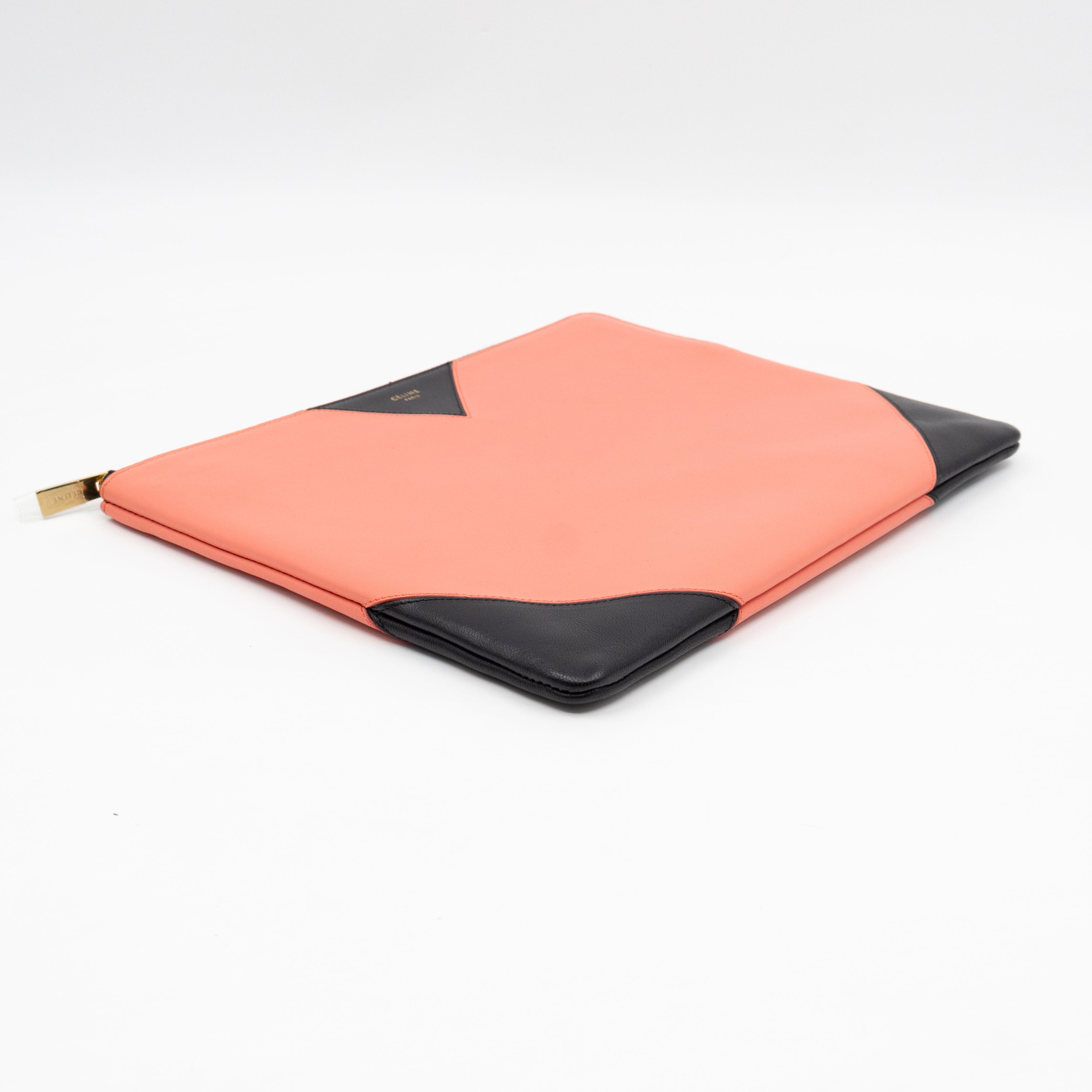 Zip Pouch Flamingo & Black Leather