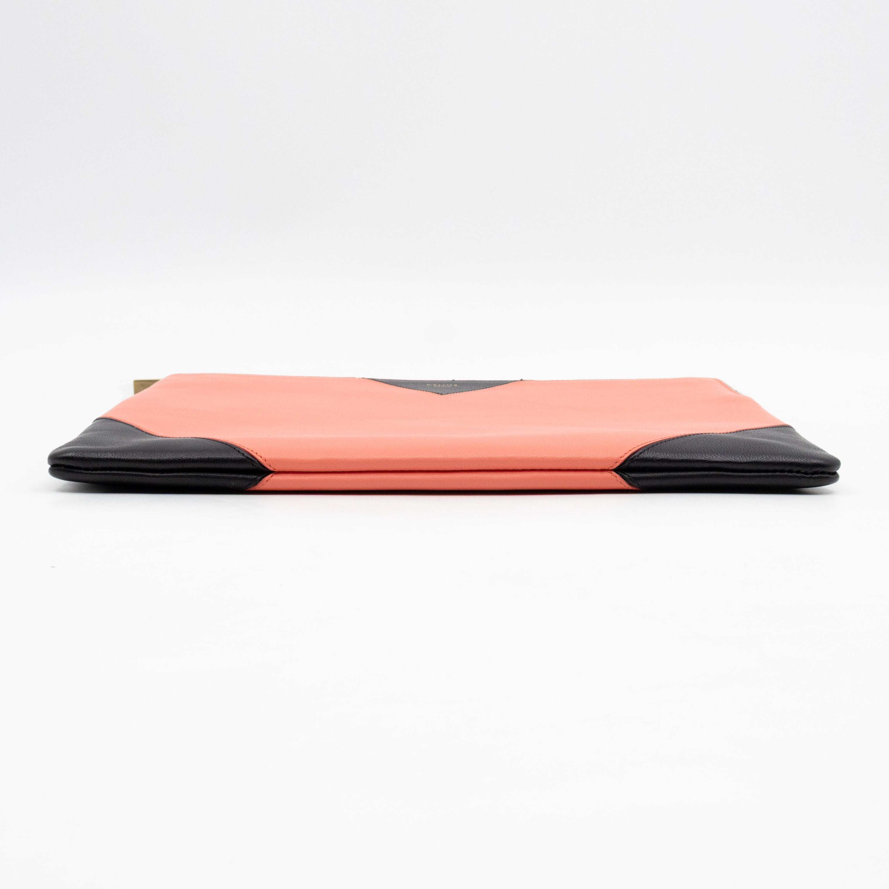 Zip Pouch Flamingo & Black Leather