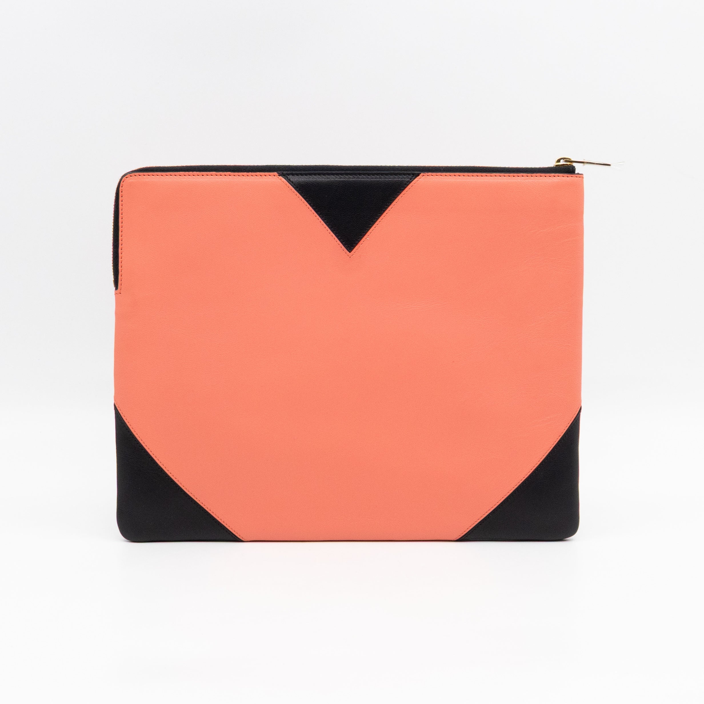 Zip Pouch Flamingo & Black Leather