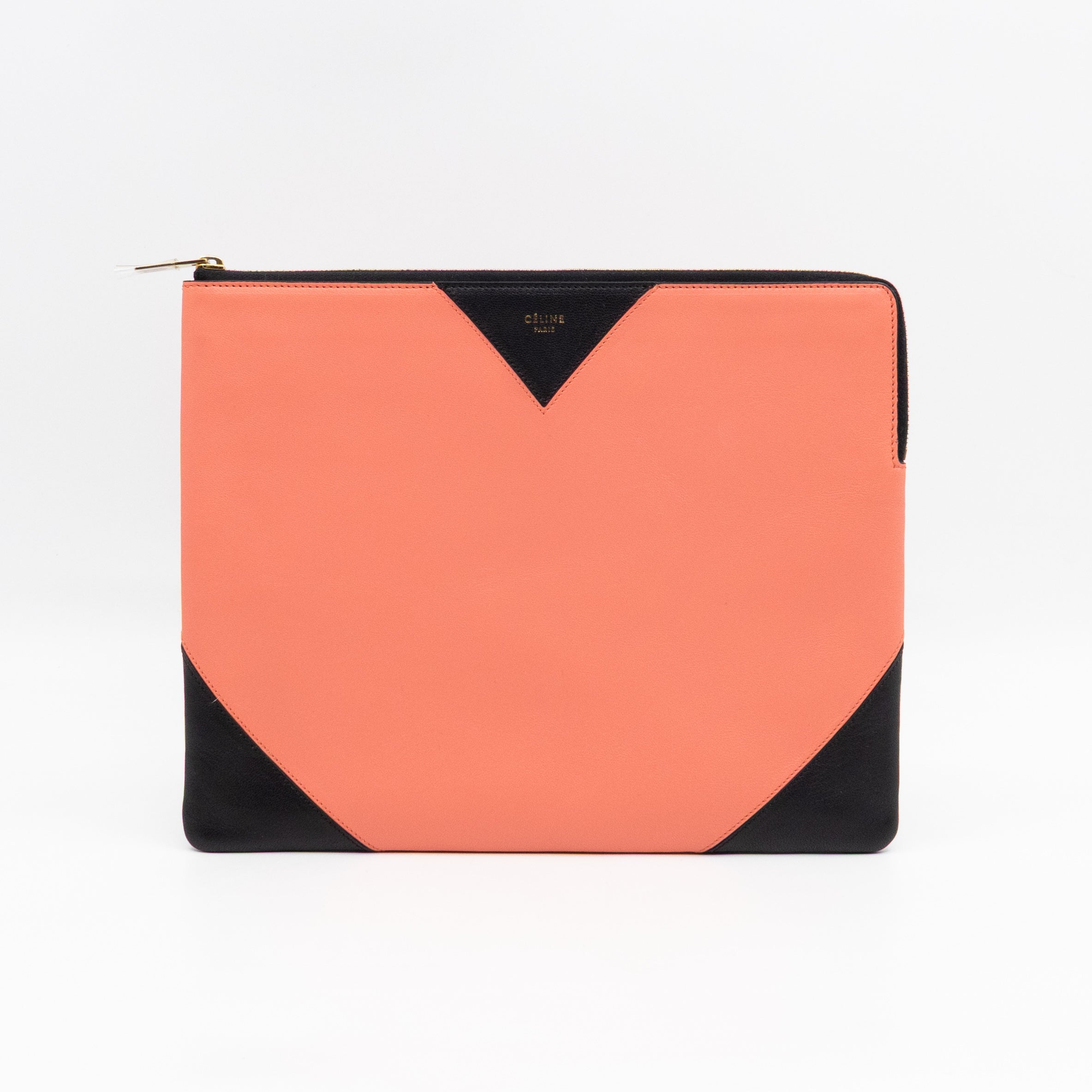 Zip Pouch Flamingo & Black Leather