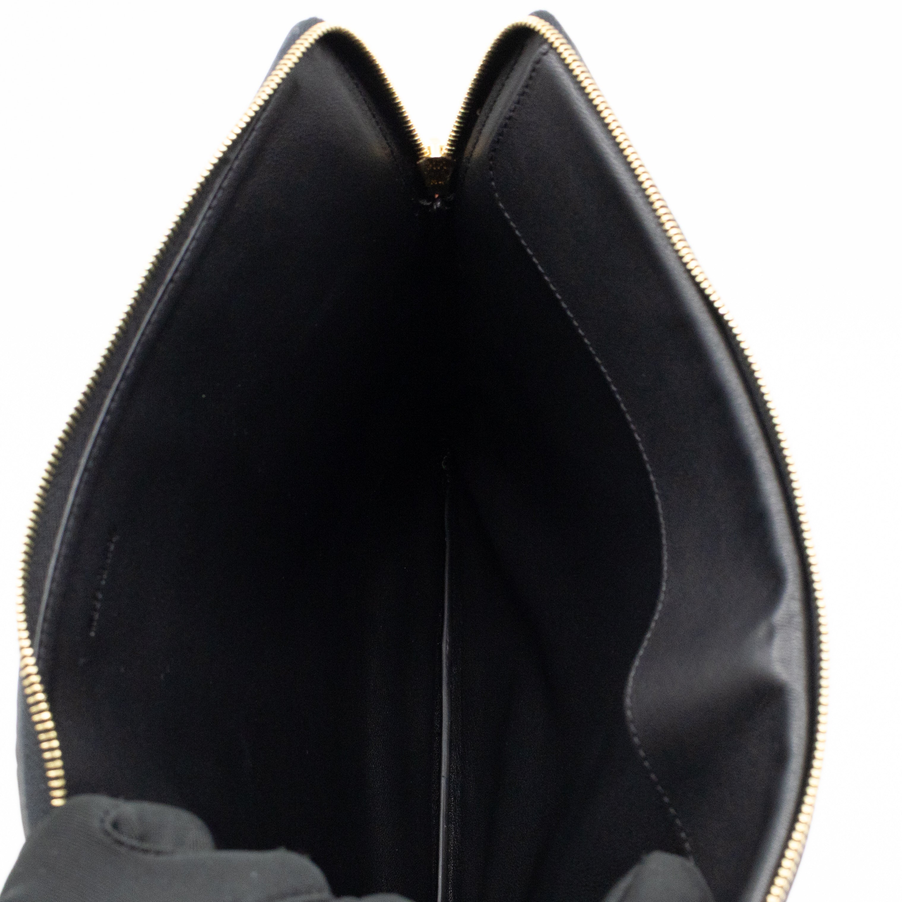 Zip Pouch Flamingo & Black Leather