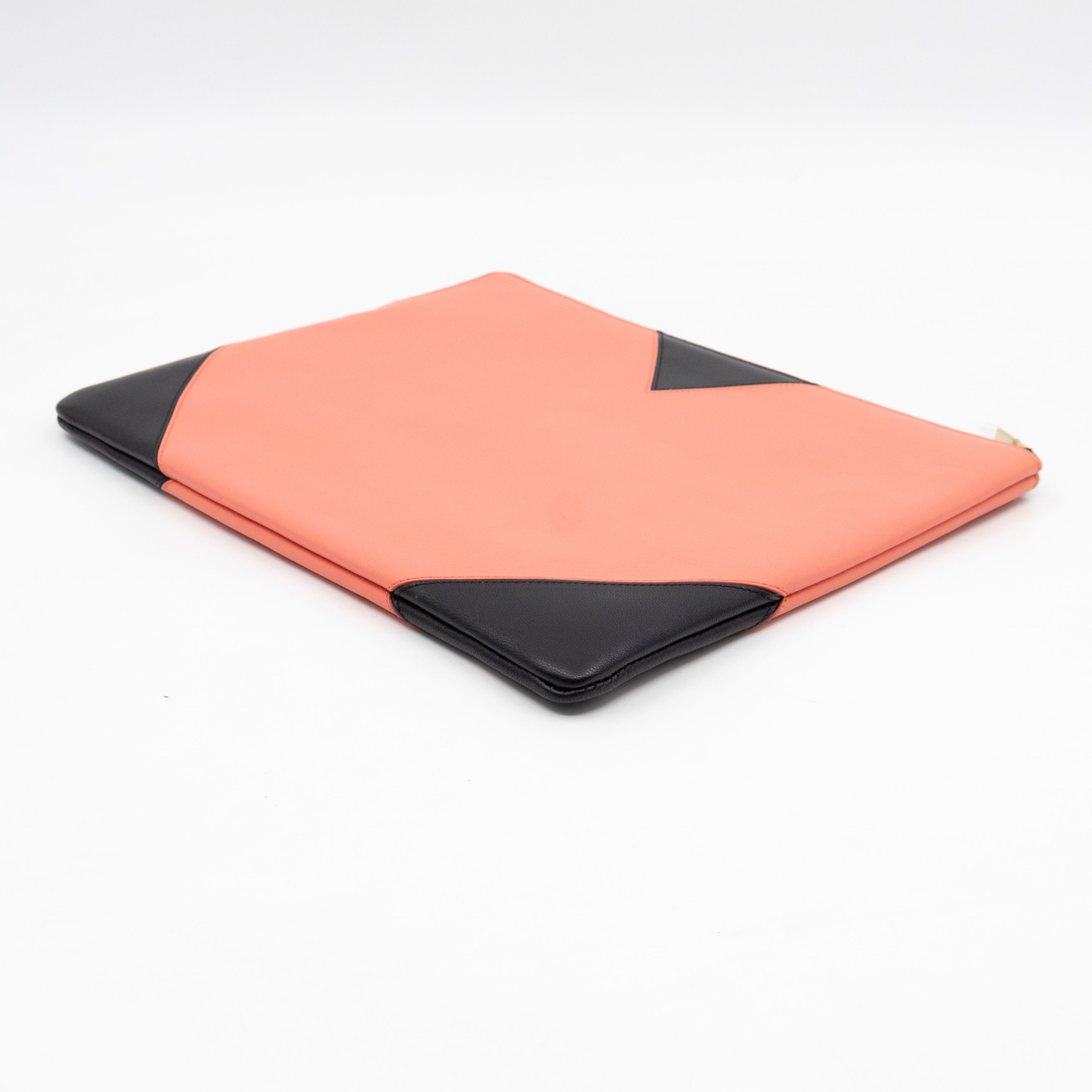 Zip Pouch Flamingo & Black Leather