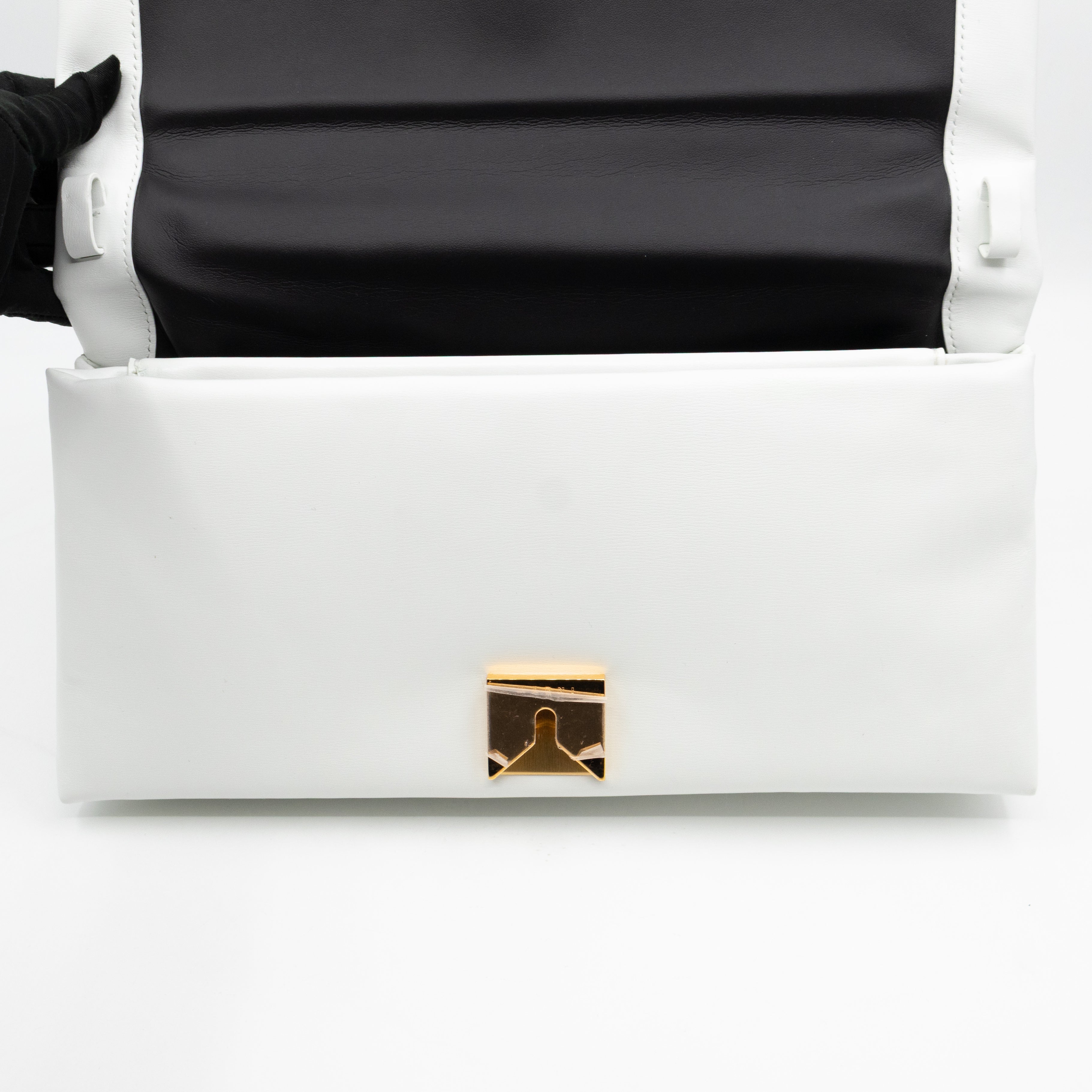 Prisma Padded Shoulder Bag White Leather