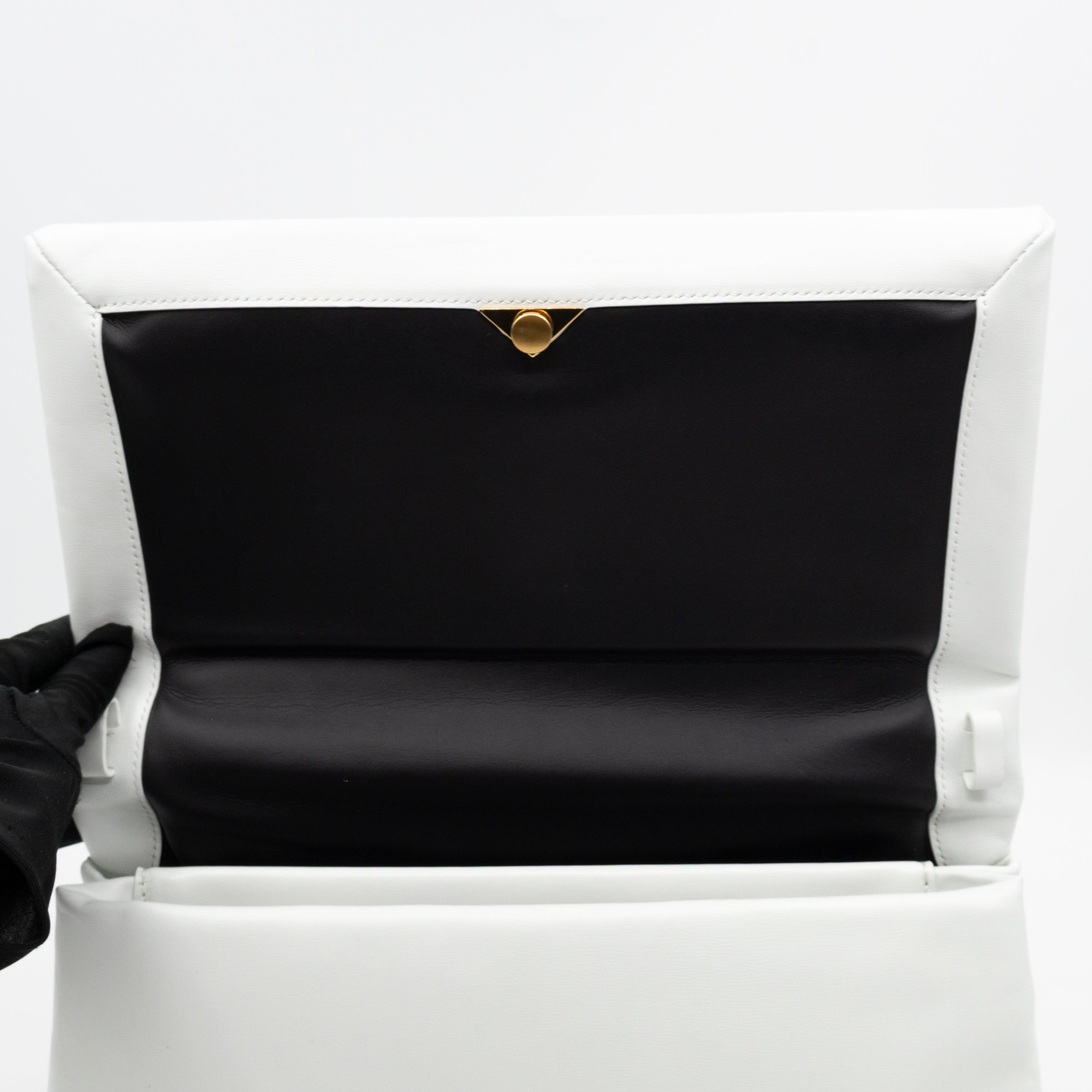 Prisma Padded Shoulder Bag White Leather