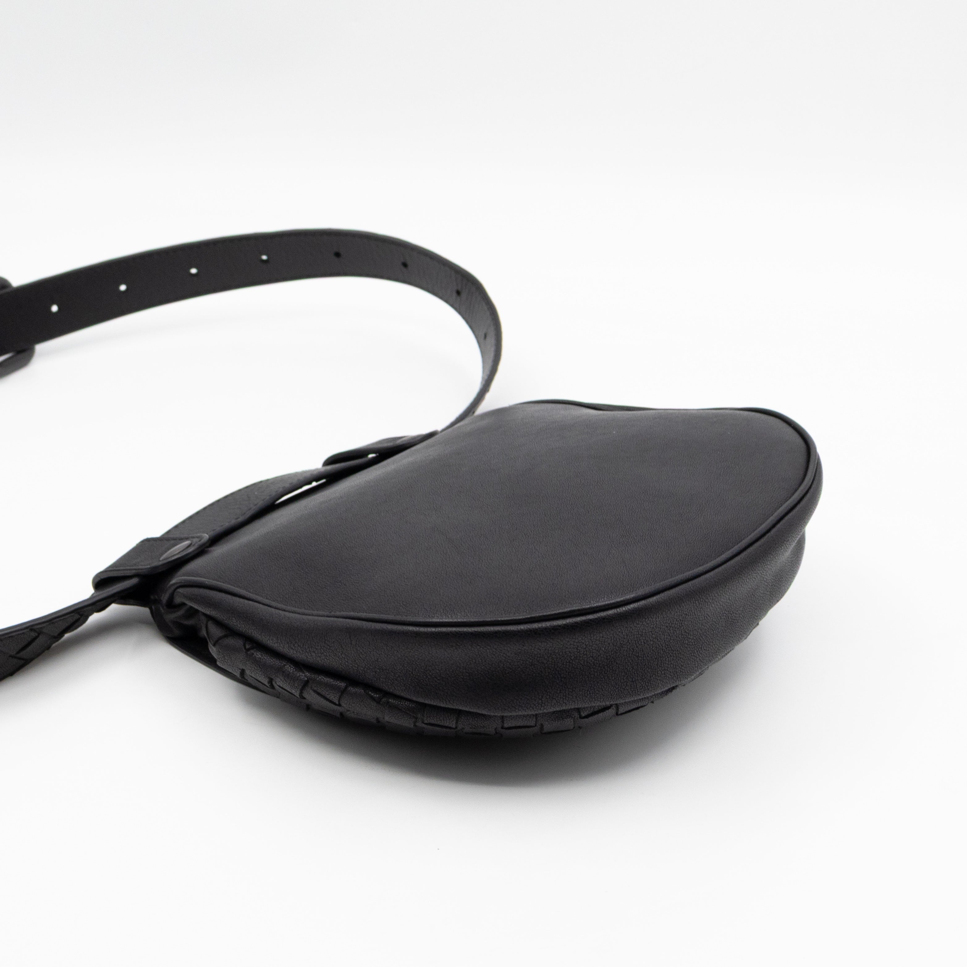 Belt Bag Intrecciato Black Leather