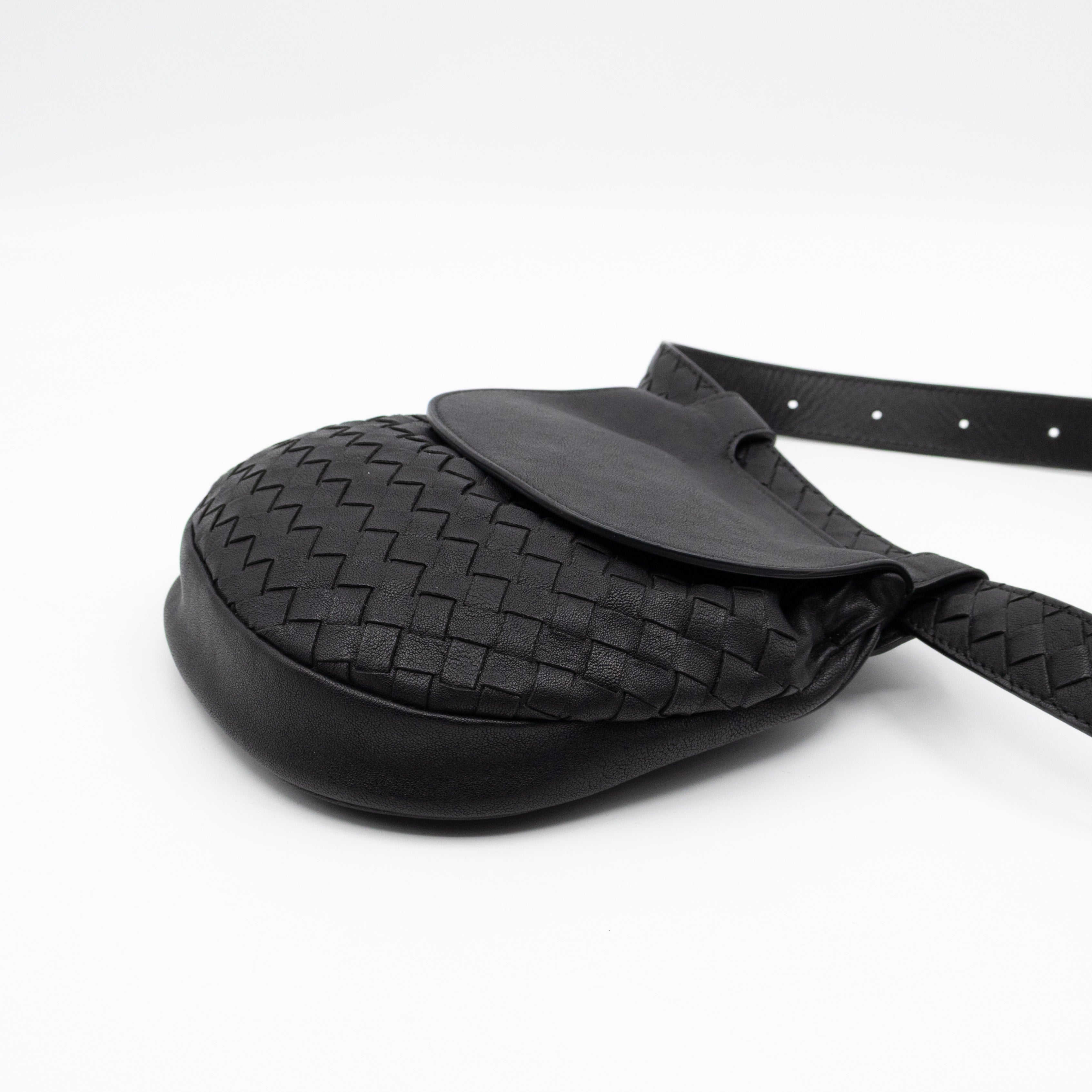 Belt Bag Intrecciato Black Leather