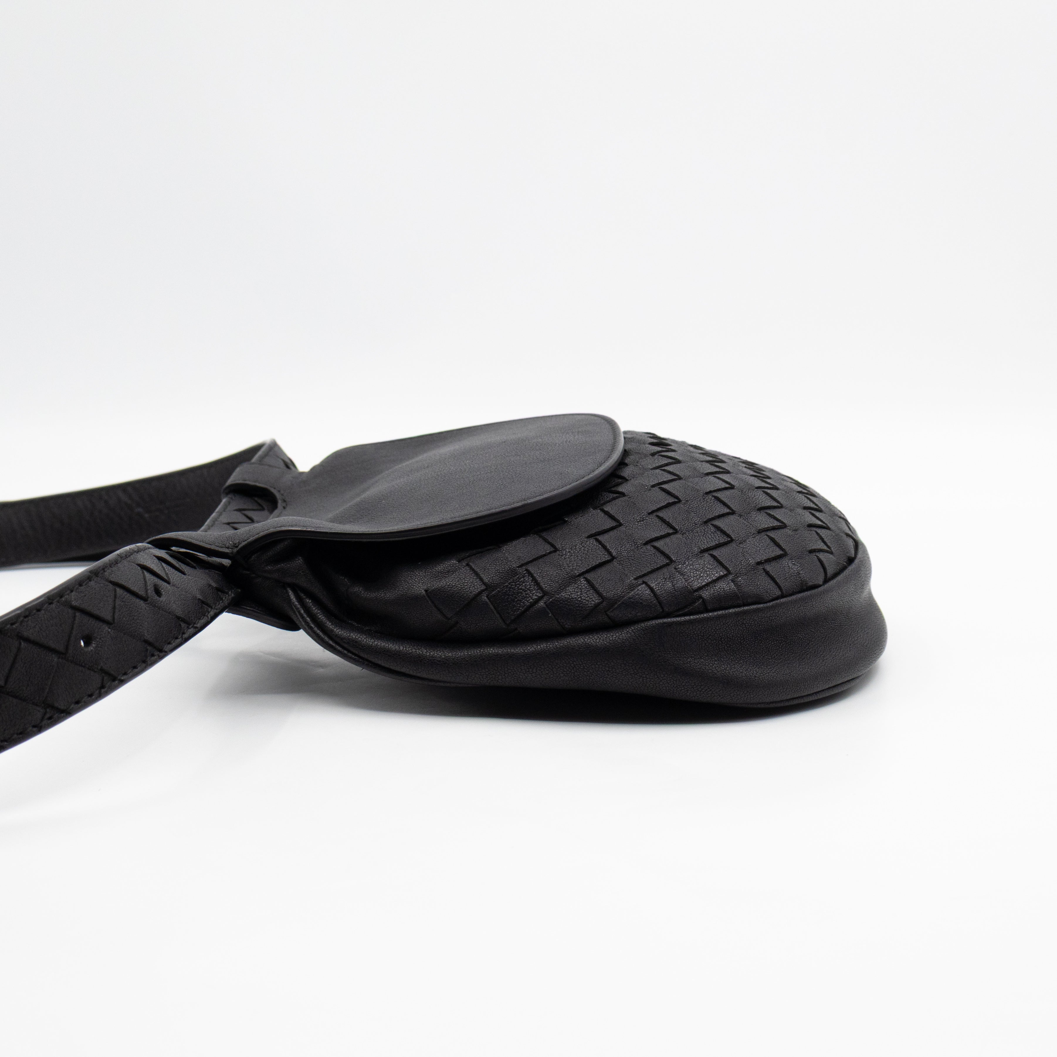 Belt Bag Intrecciato Black Leather