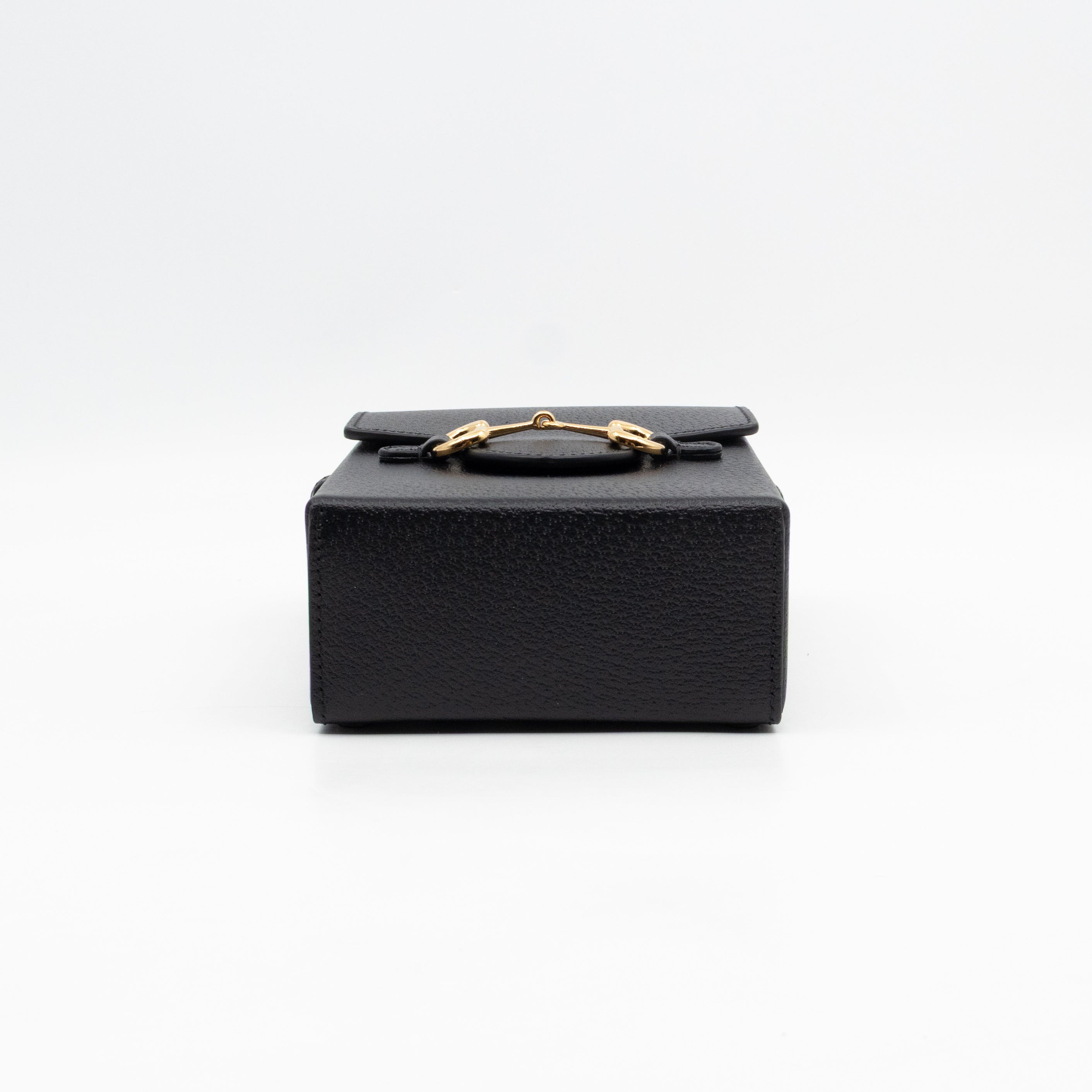 Horsebit Vertical Crossbody Bag Black Leather