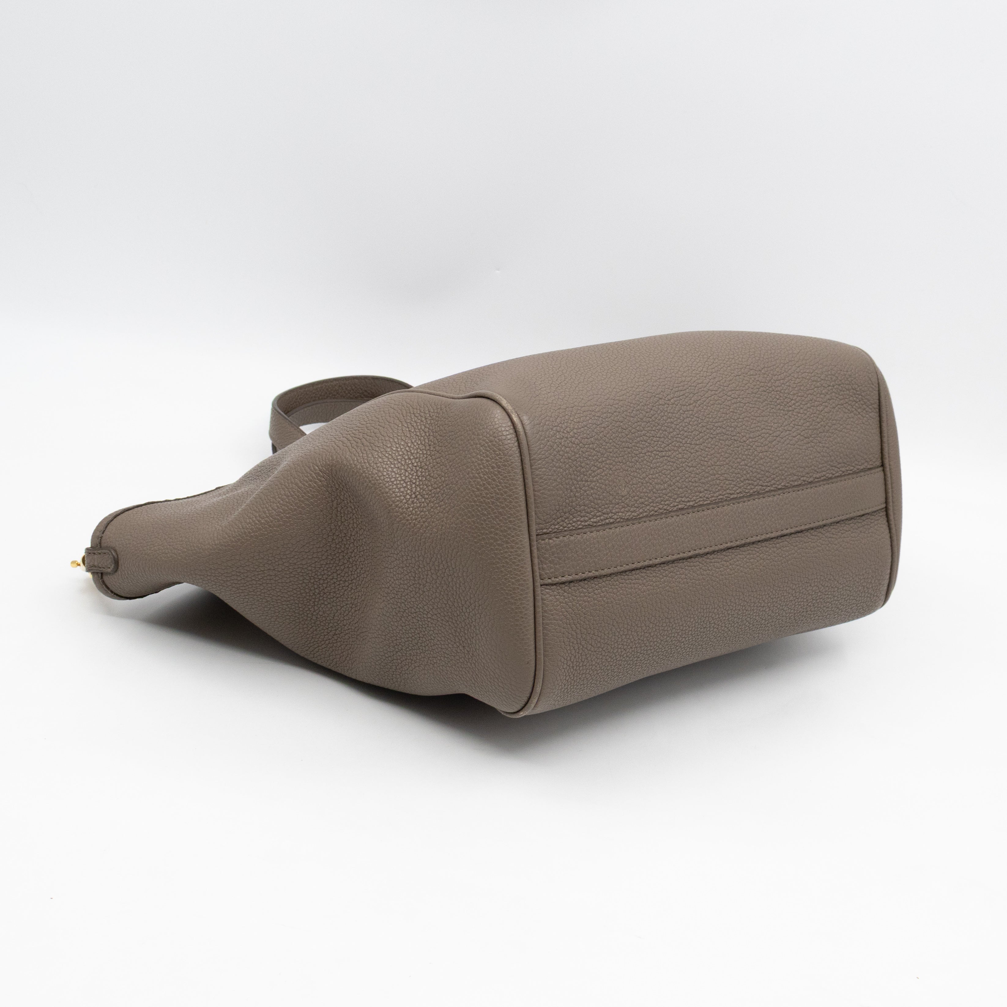 Fold Cabas Small Tote Grey Leather