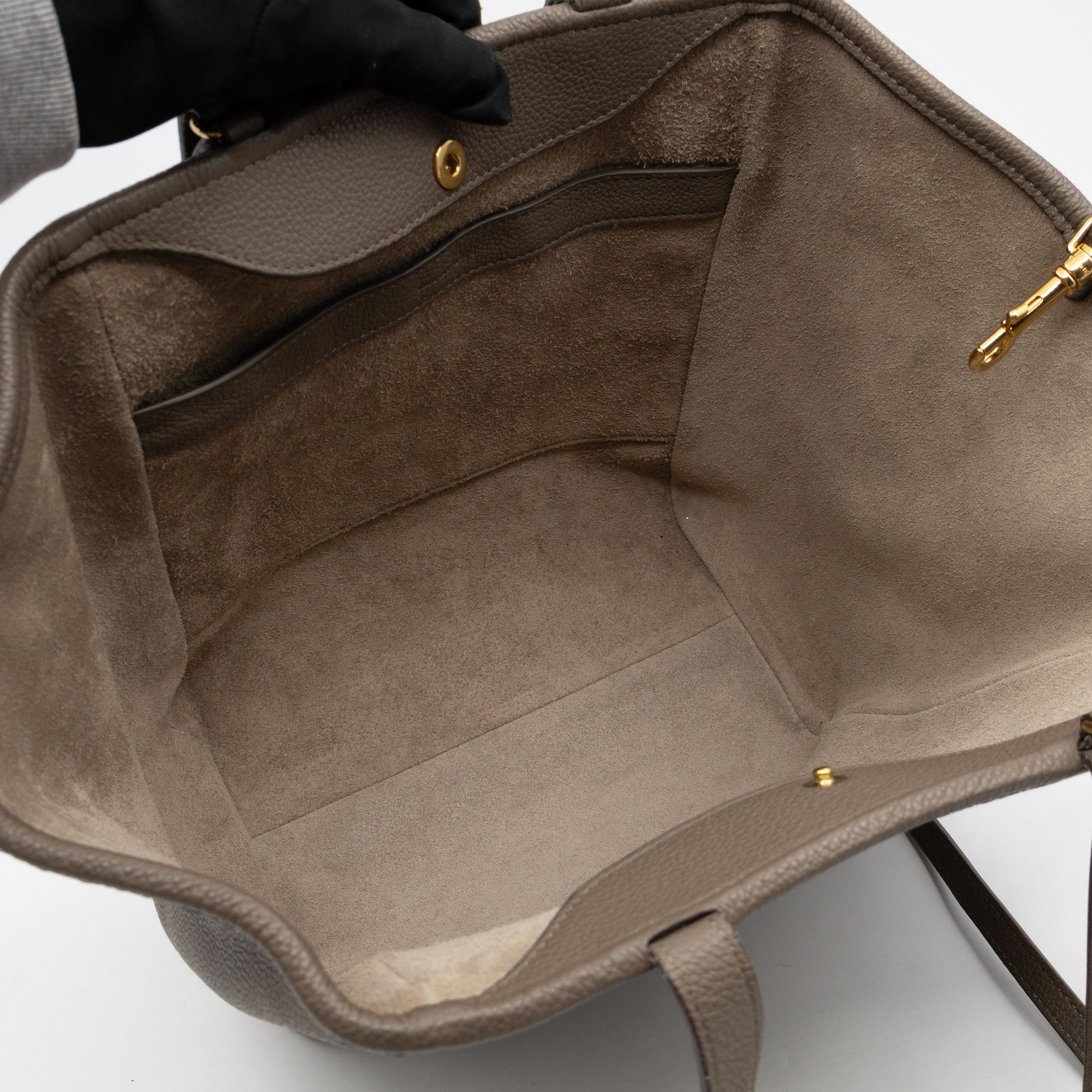 Fold Cabas Small Tote Grey Leather