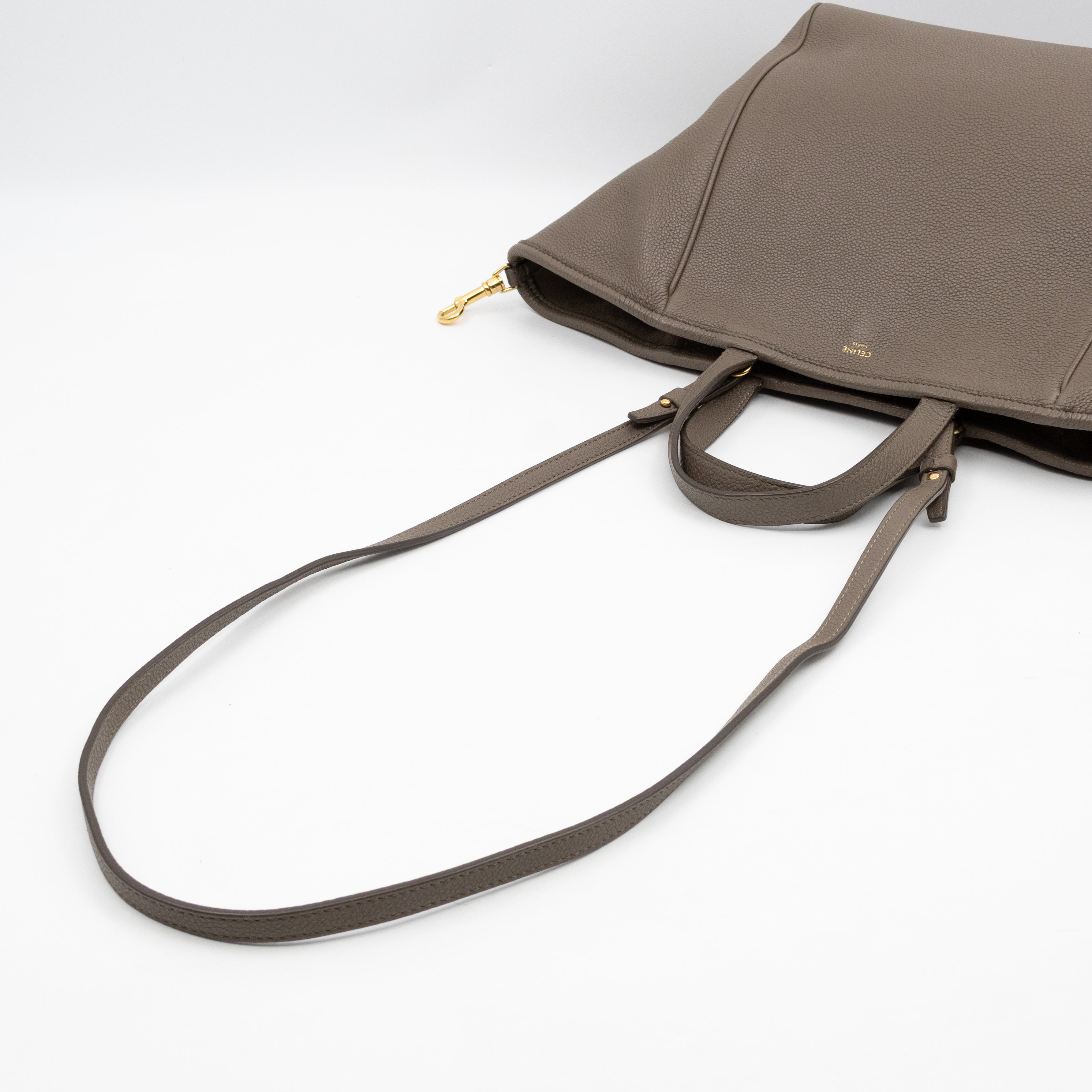 Fold Cabas Small Tote Grey Leather