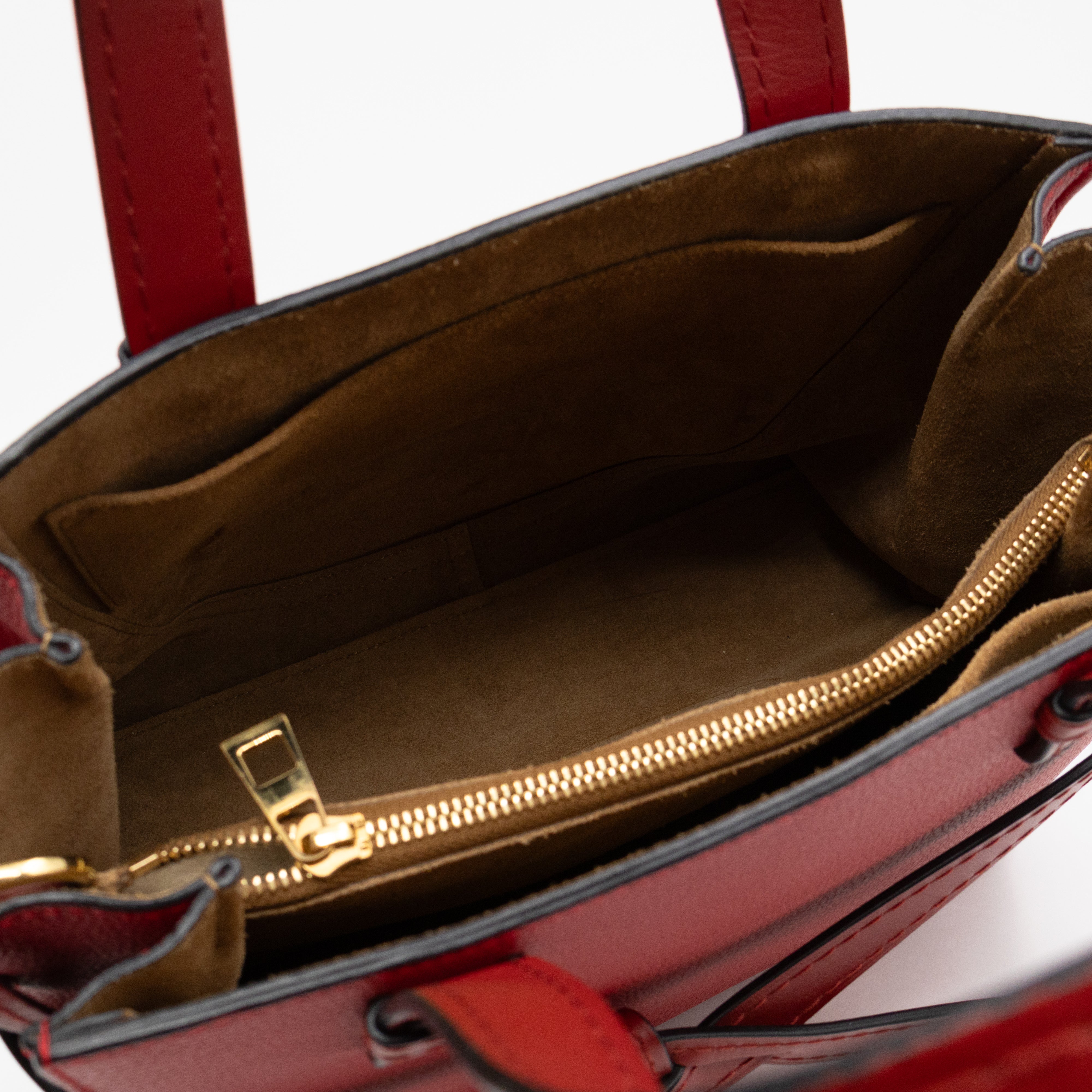 Gate Small Top Handle Tote Red Leather