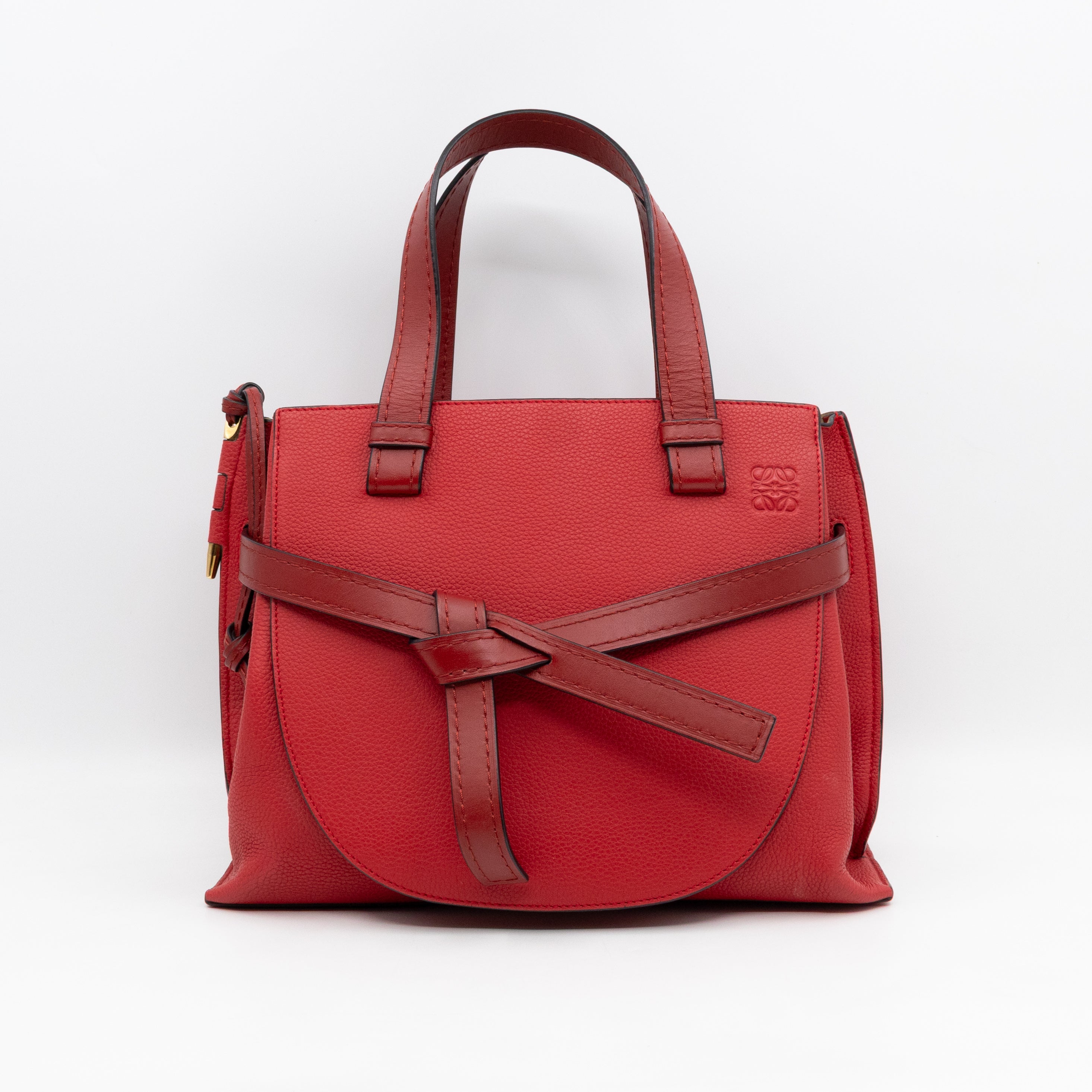 Gate Small Top Handle Tote Red Leather