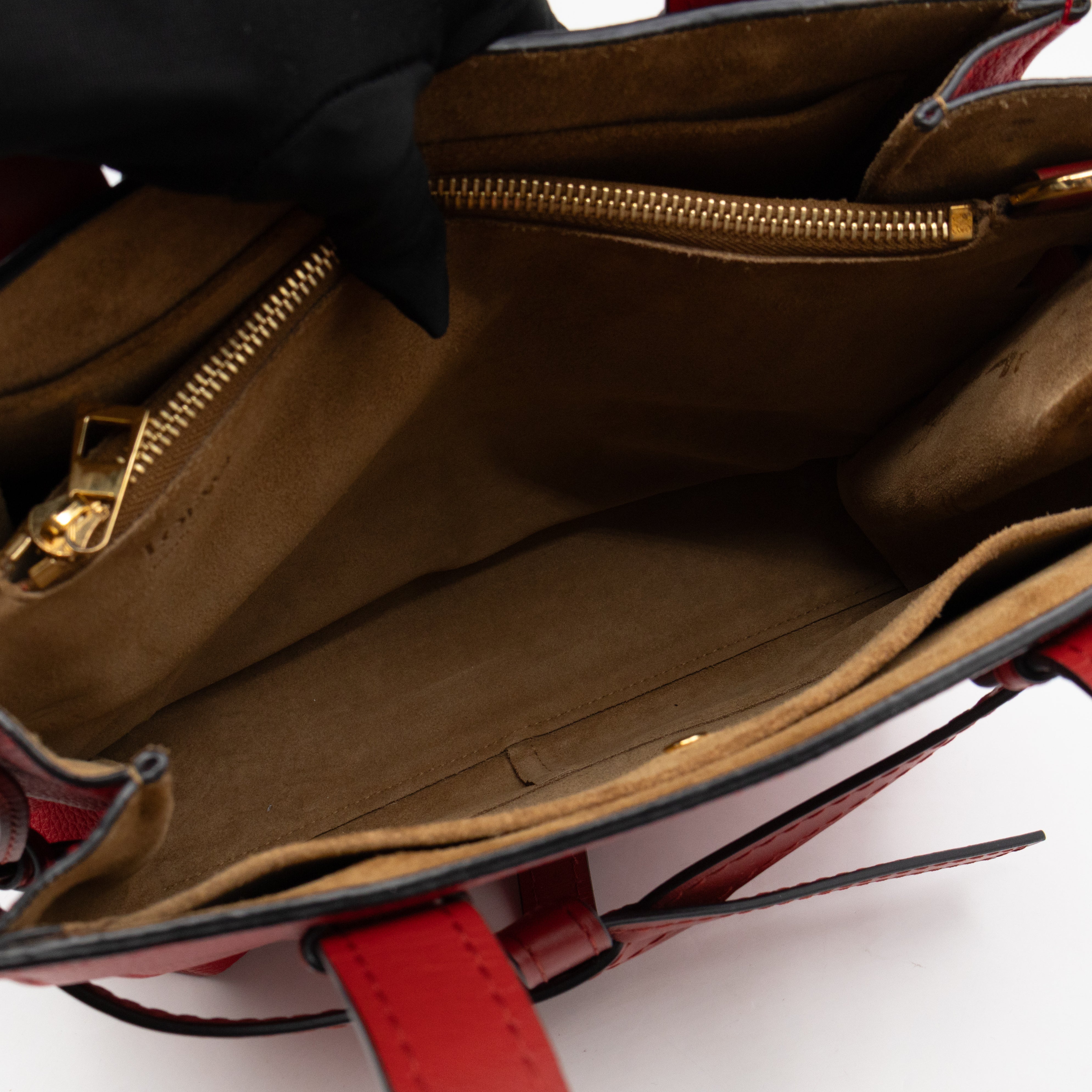 Gate Small Top Handle Tote Red Leather