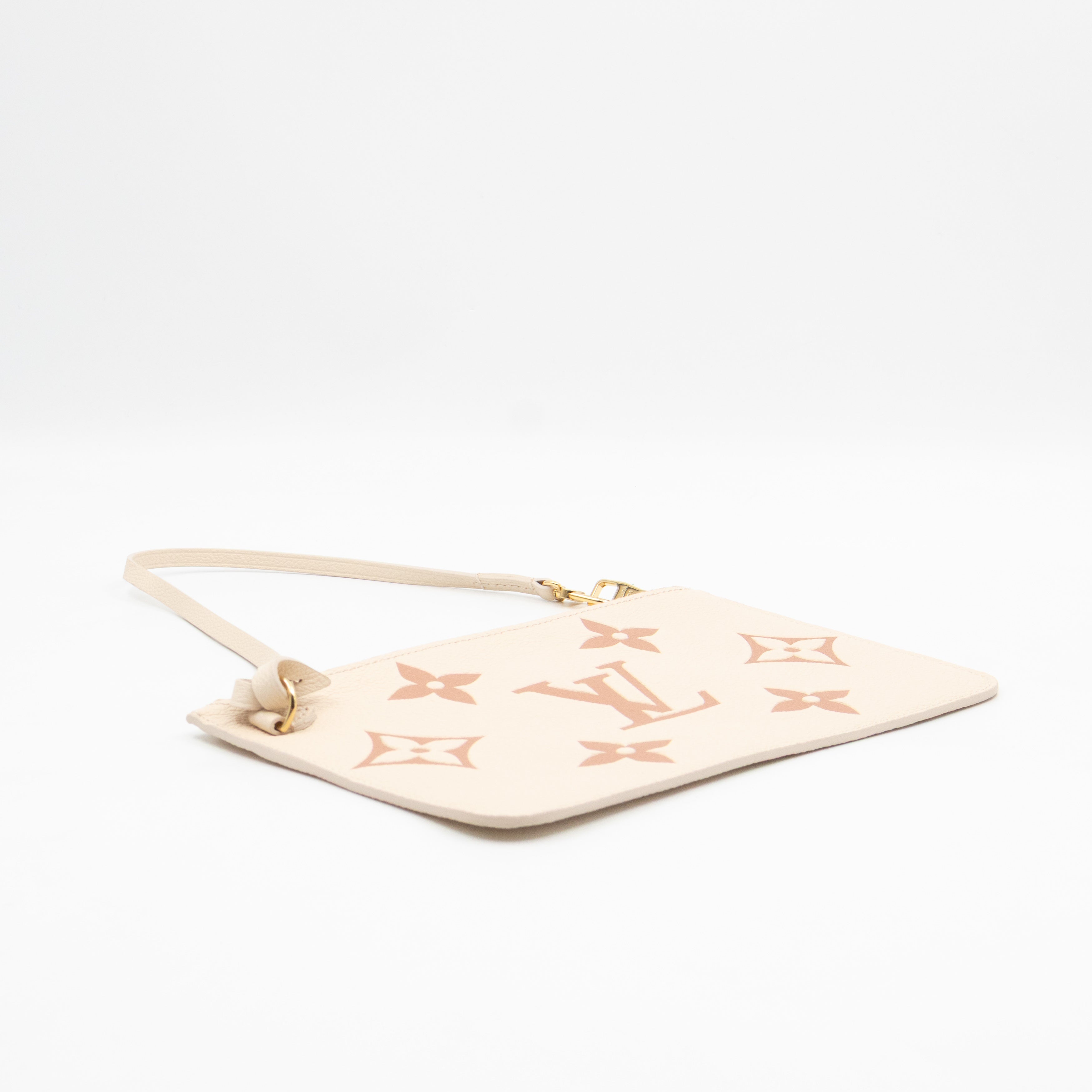 Neverfull Pochette Creme & Rose Trianon Monogram Empreinte Leather