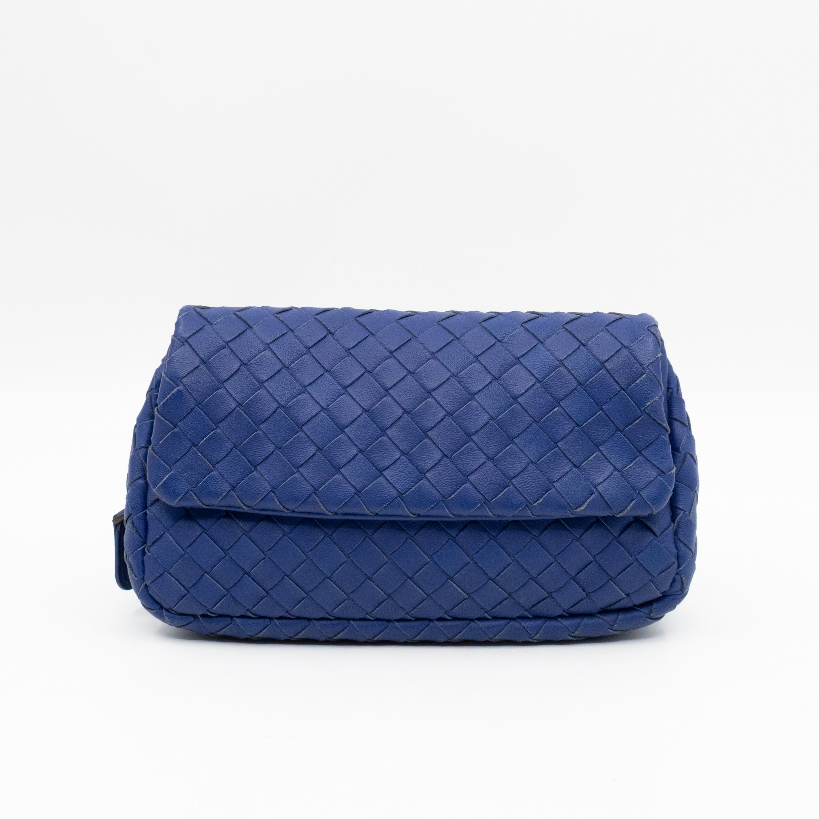 Olimpia Crossbody Bag Blue Intrecciato Leather