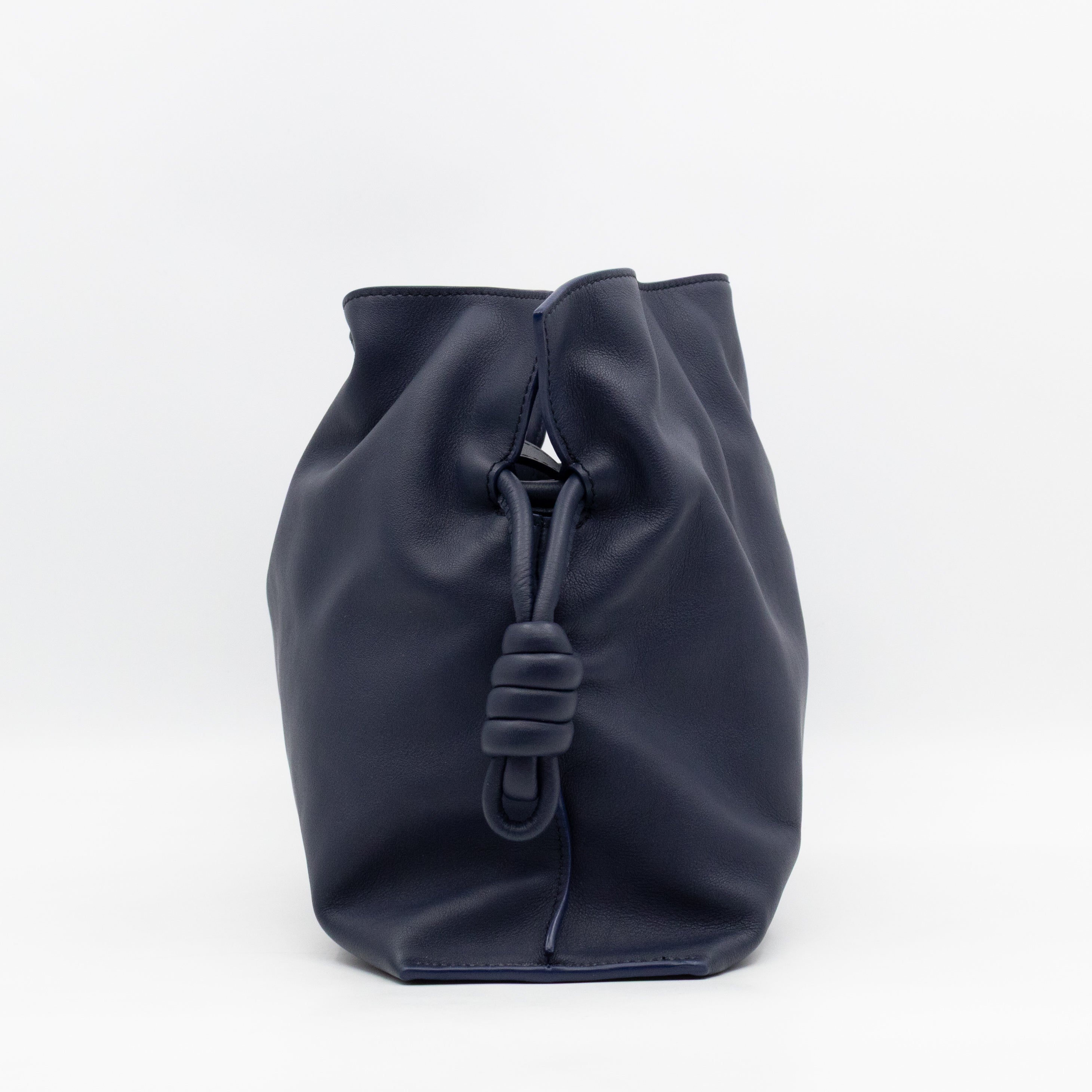 Flamenco Medium Bag with Spiral Strap Abyss Blue Leather