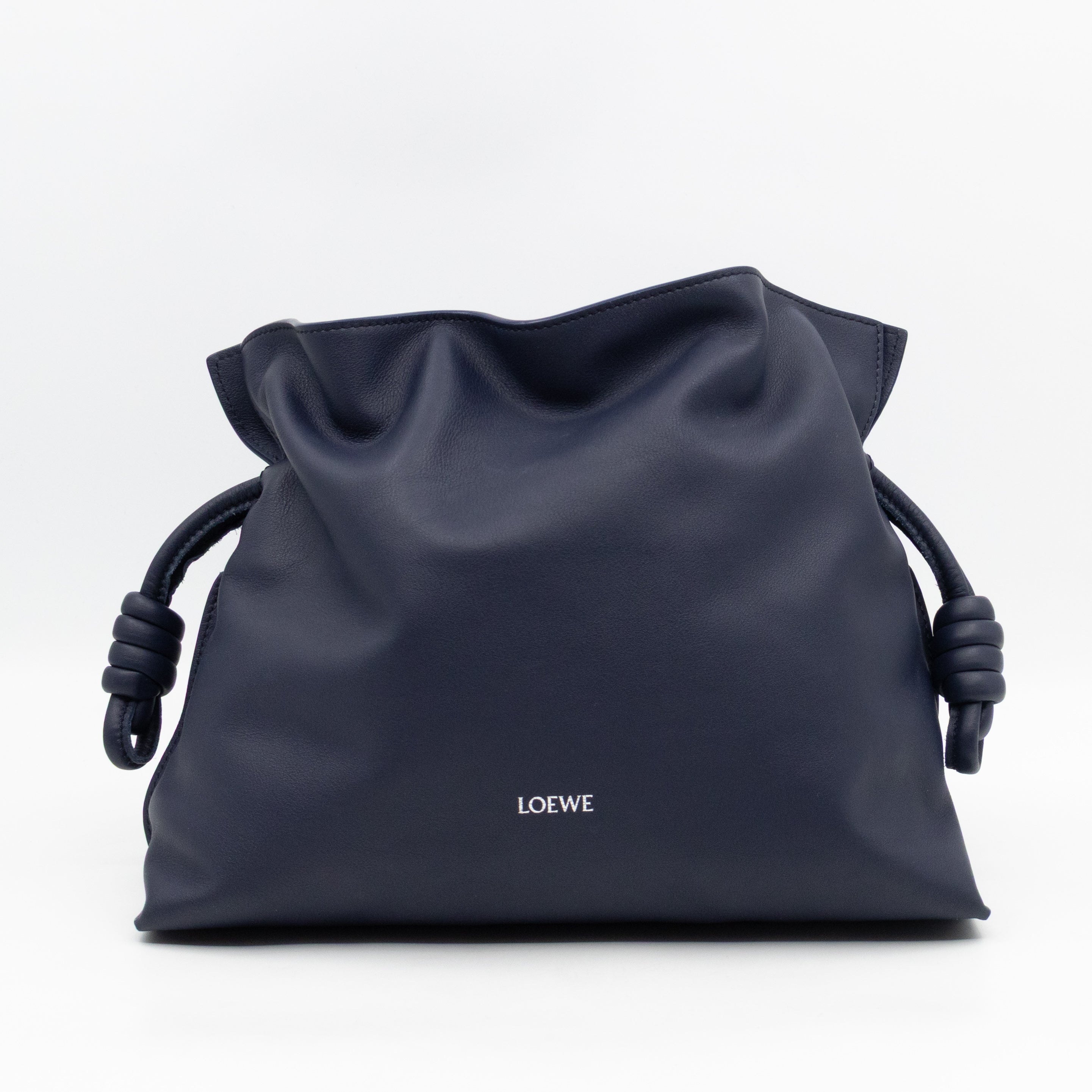 Flamenco Medium Bag with Spiral Strap Abyss Blue Leather