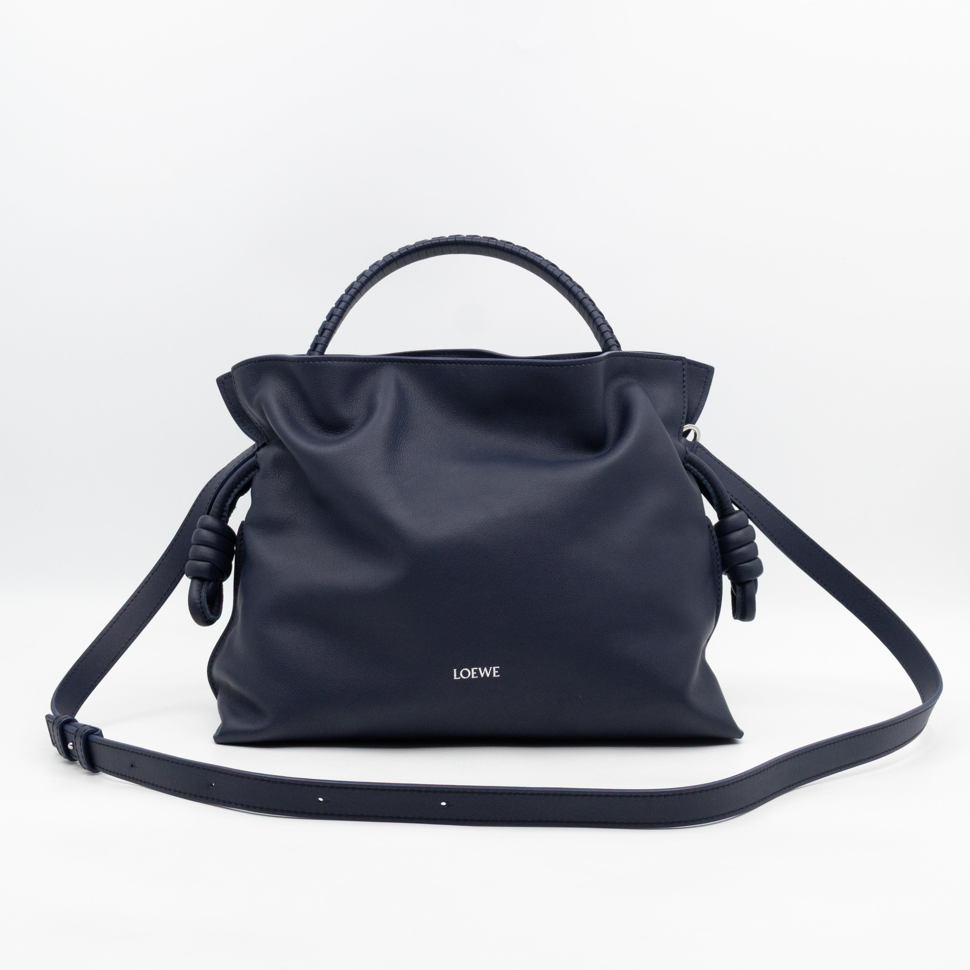 Flamenco Medium Bag with Spiral Strap Abyss Blue Leather