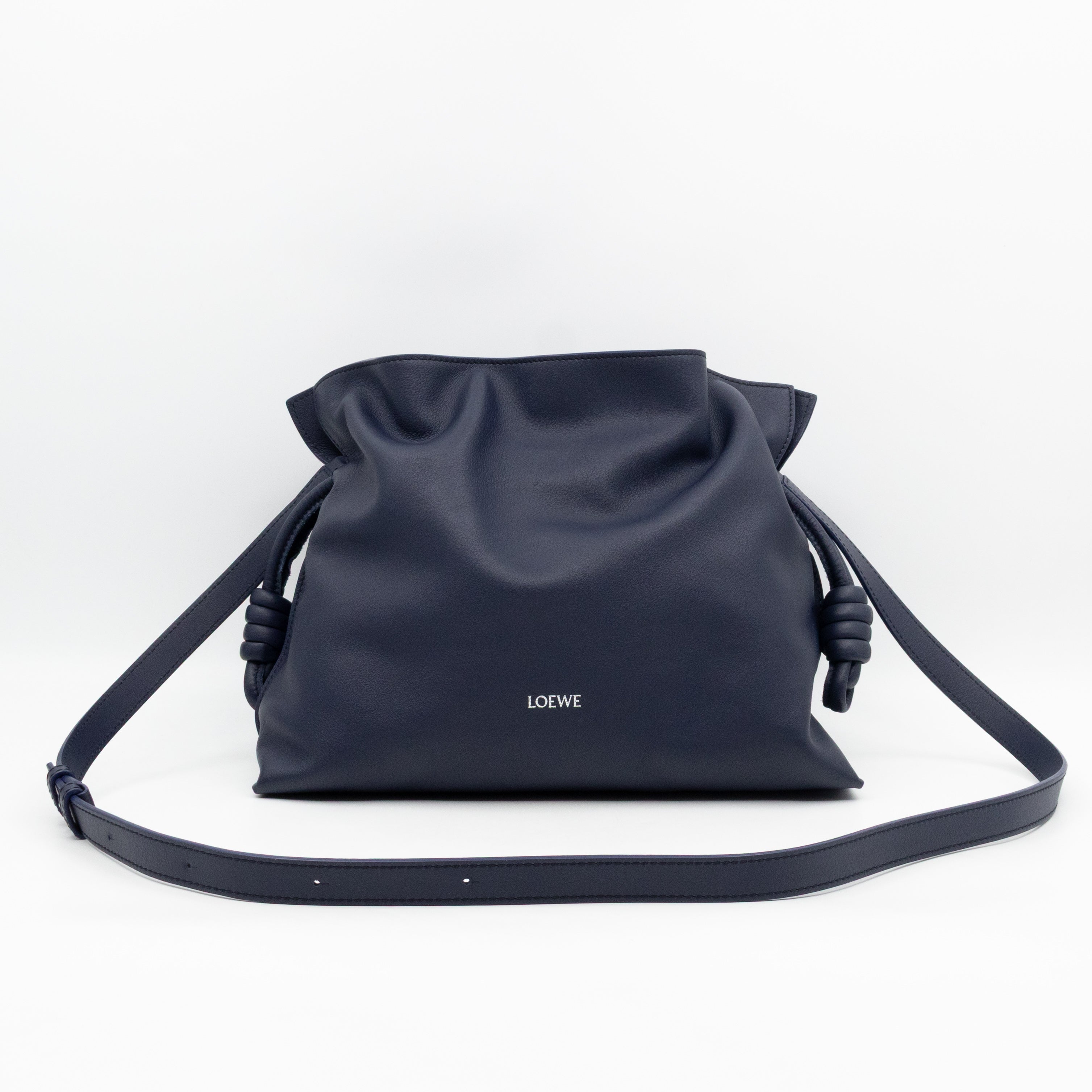 Flamenco Medium Bag with Spiral Strap Abyss Blue Leather